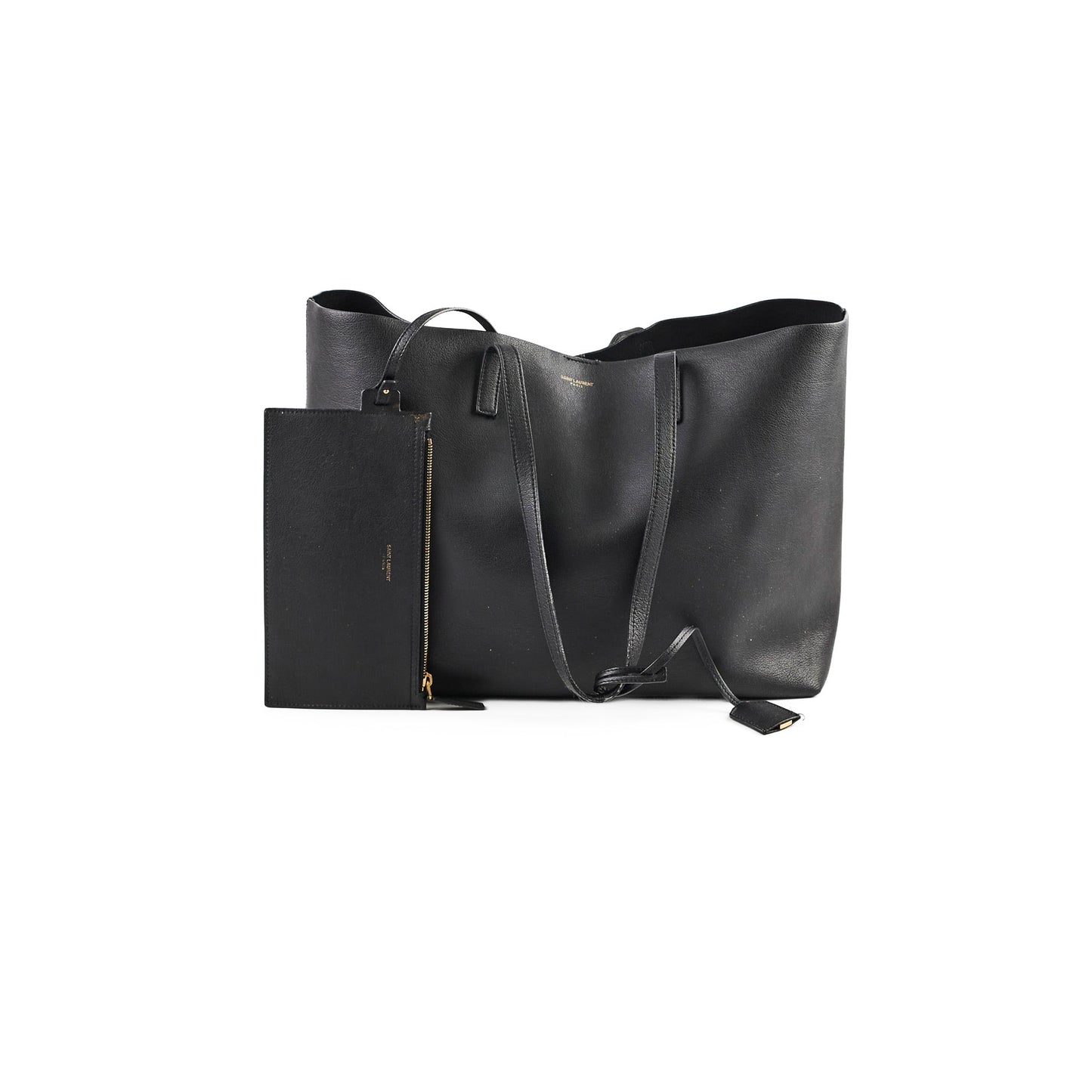 YSL Saint Laurent Tote Leather Black Shoulder Bag