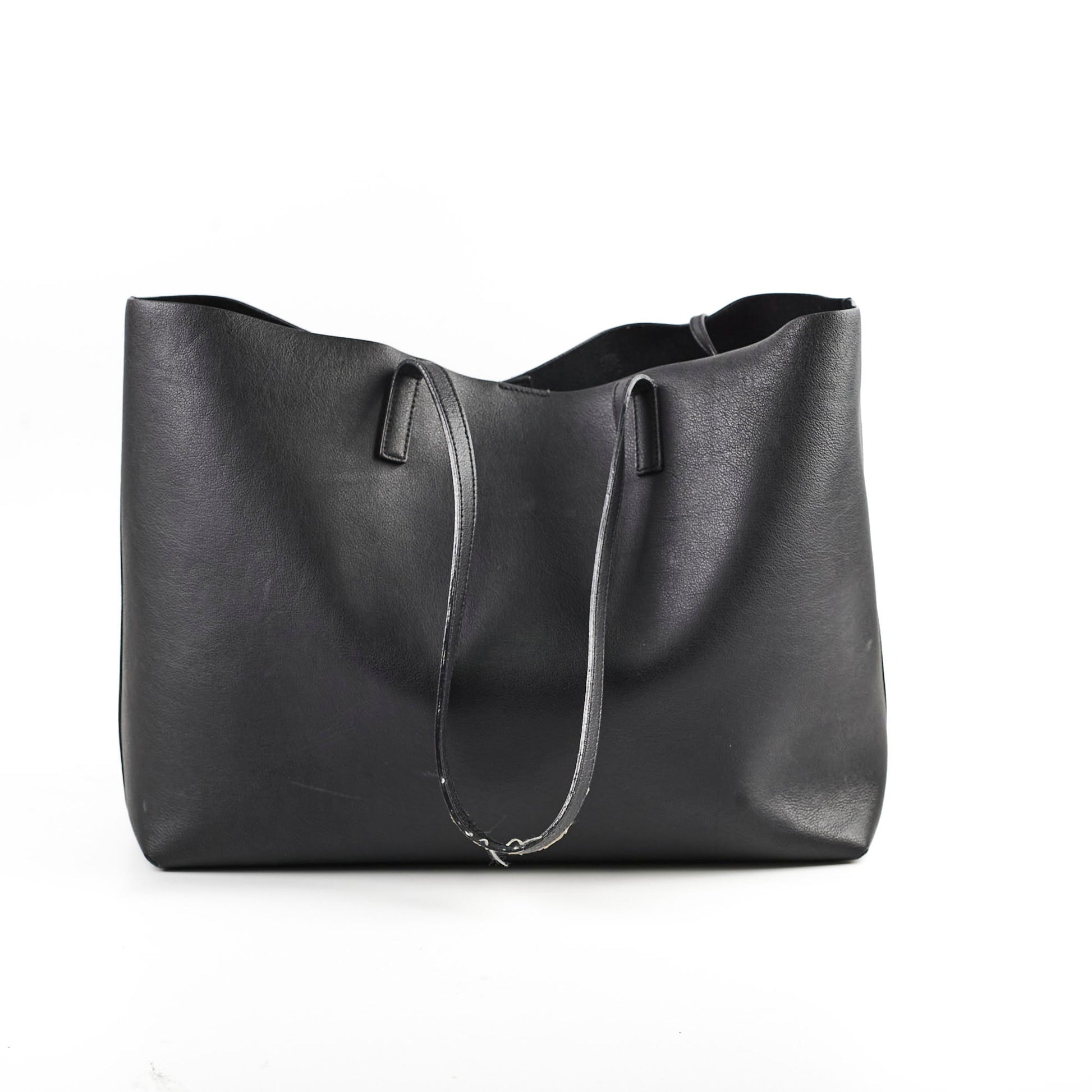 YSL Saint Laurent Tote Leather Black Shoulder Bag