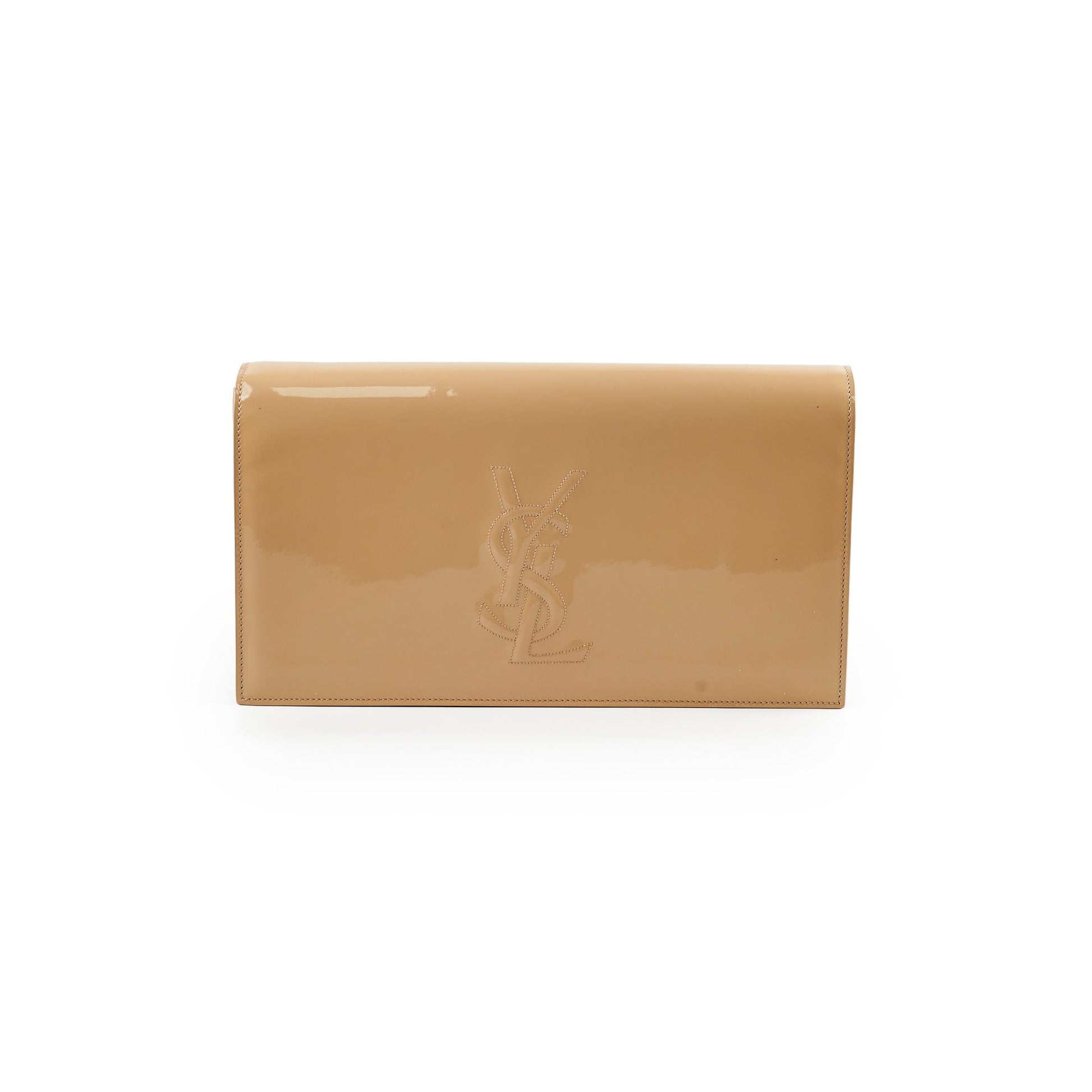 YSL Saint Laurent Clutch Clutch Patent Beige Large Clutch Bag