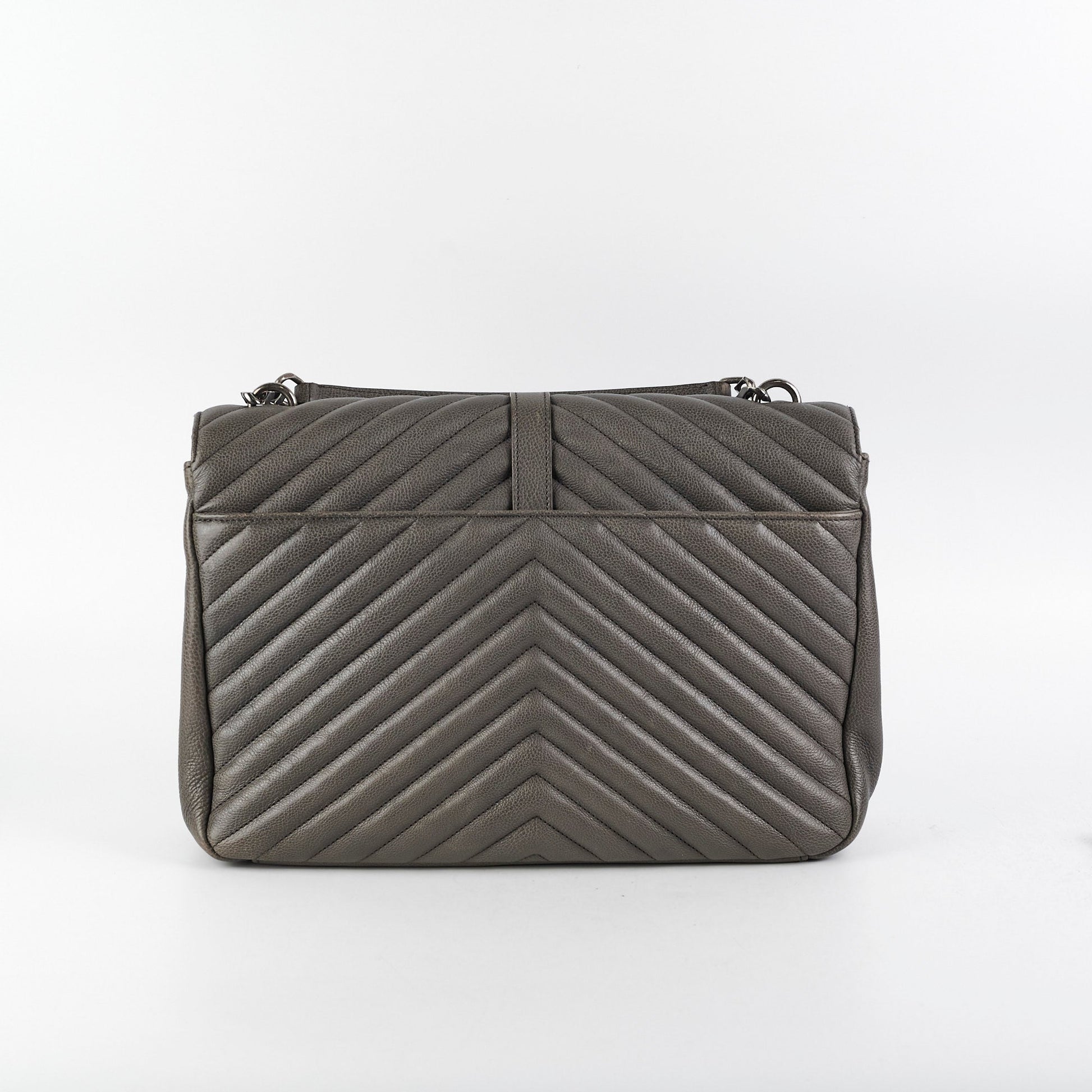 YSL Saint Laurent Colleague Grey Shoulder Bag Gray Large