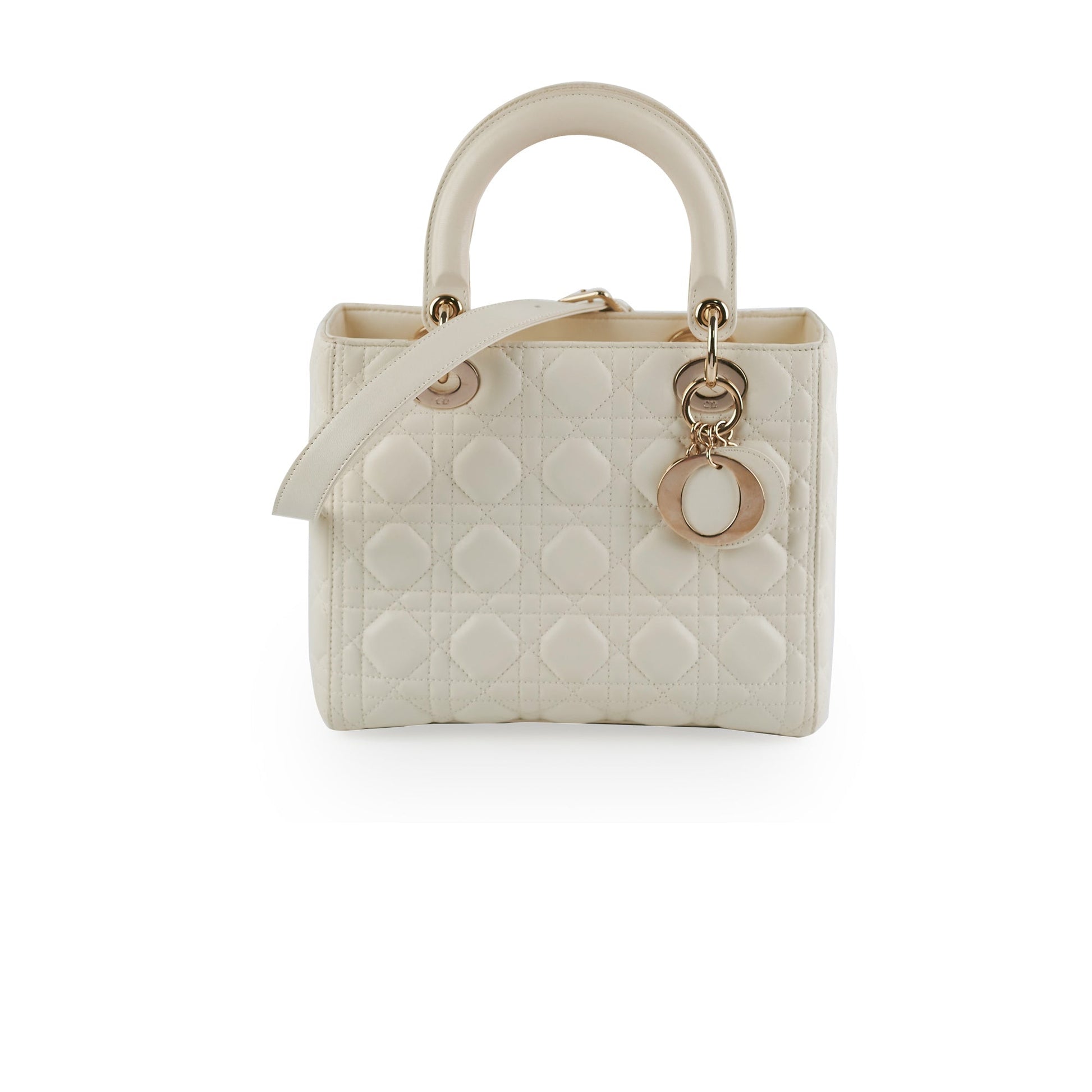 Dior Christian Lady Crossbody Bag White Medium