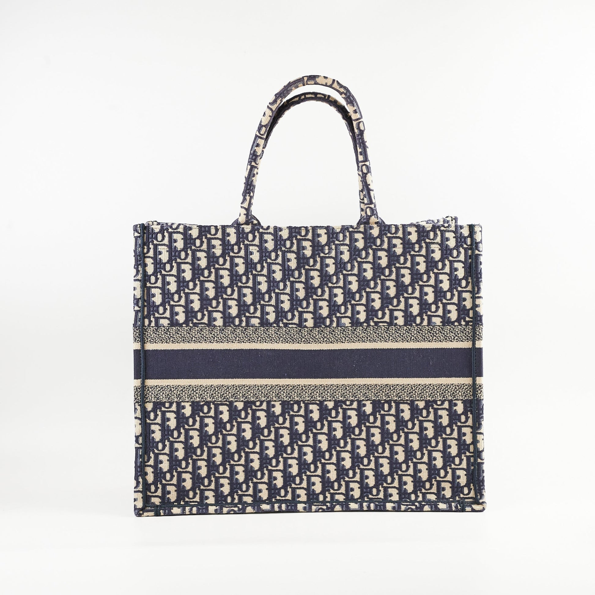 Dior Christian Book Tote Oblique Navy Large Tote Bag