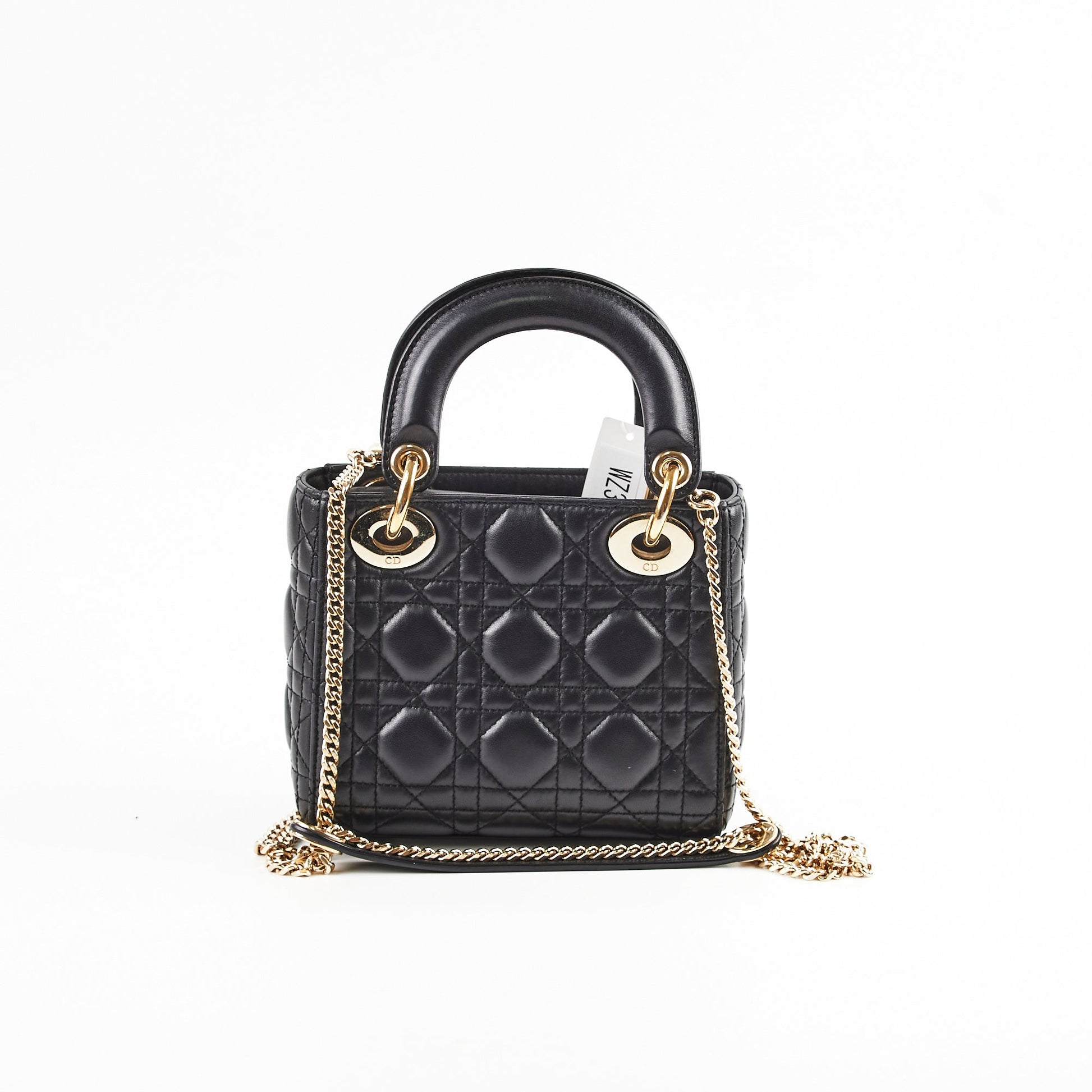Dior Christian Lady Cannage Way Handbag Leather Black Mini Crossbody Bag