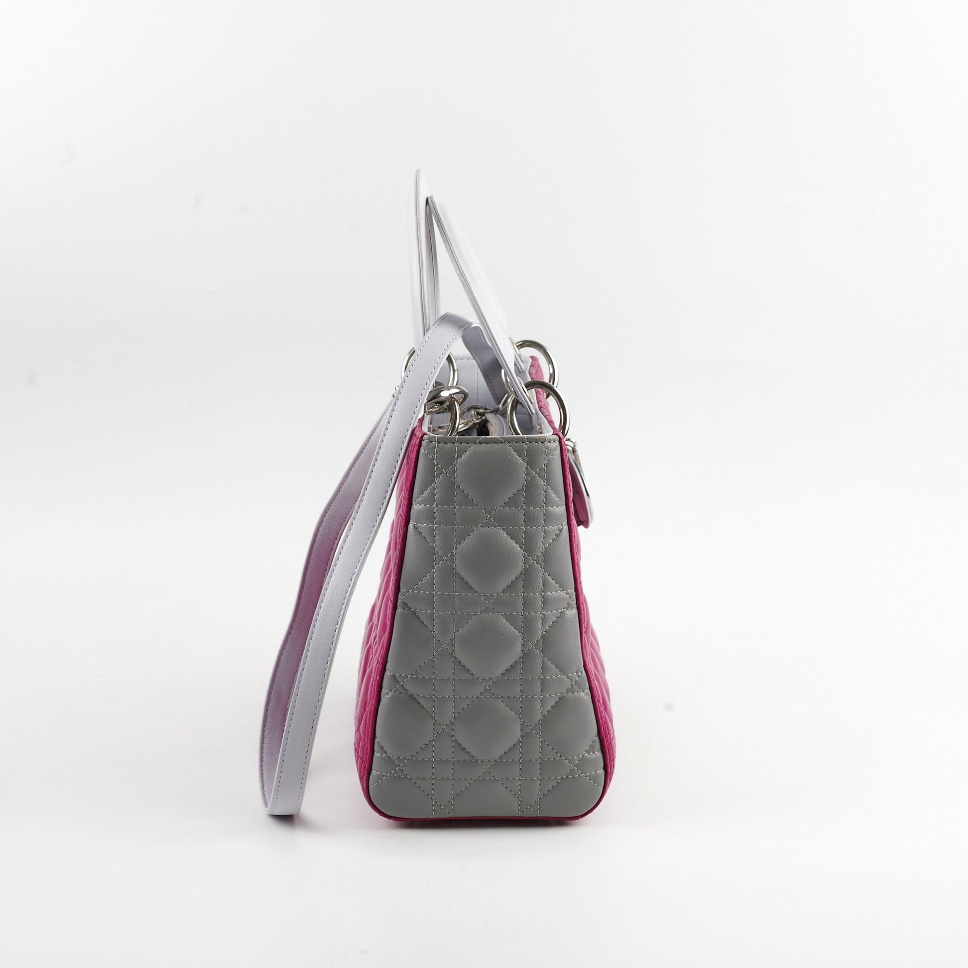Dior Christian Lady Bicolour Grey Crossbody Bag Gray Purple Medium