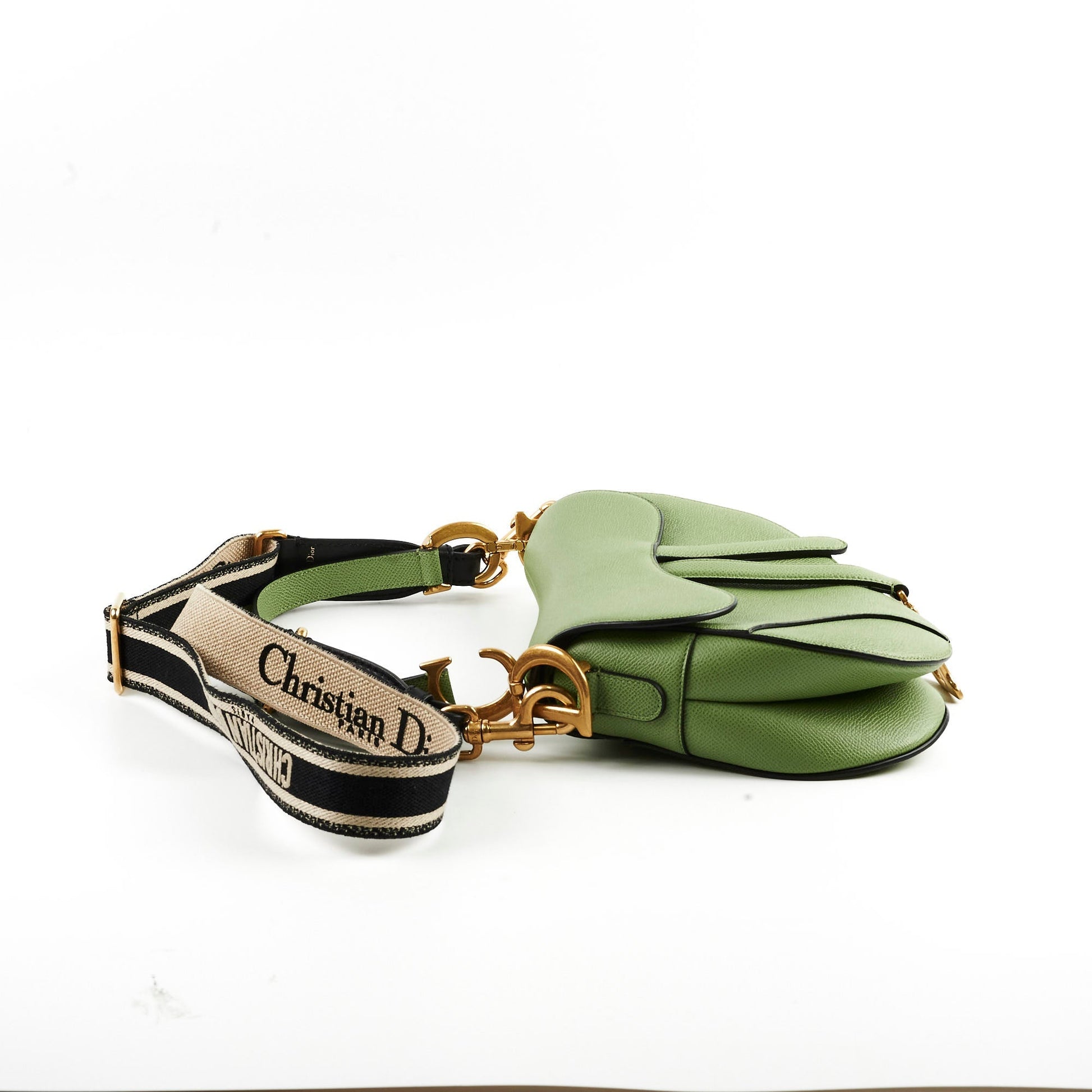 Dior Christian Saddle Bag Green Crossbody Bag