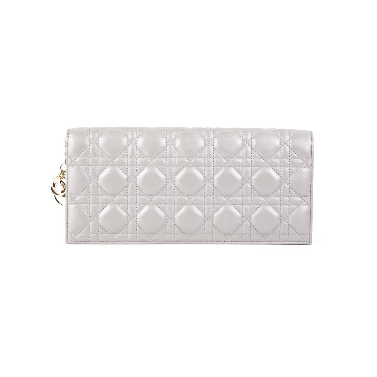 Dior Cannage Clutch Lambskin Silver Clutch Bag