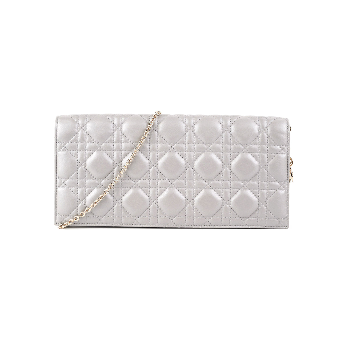 Dior Cannage Clutch Lambskin Silver Clutch Bag