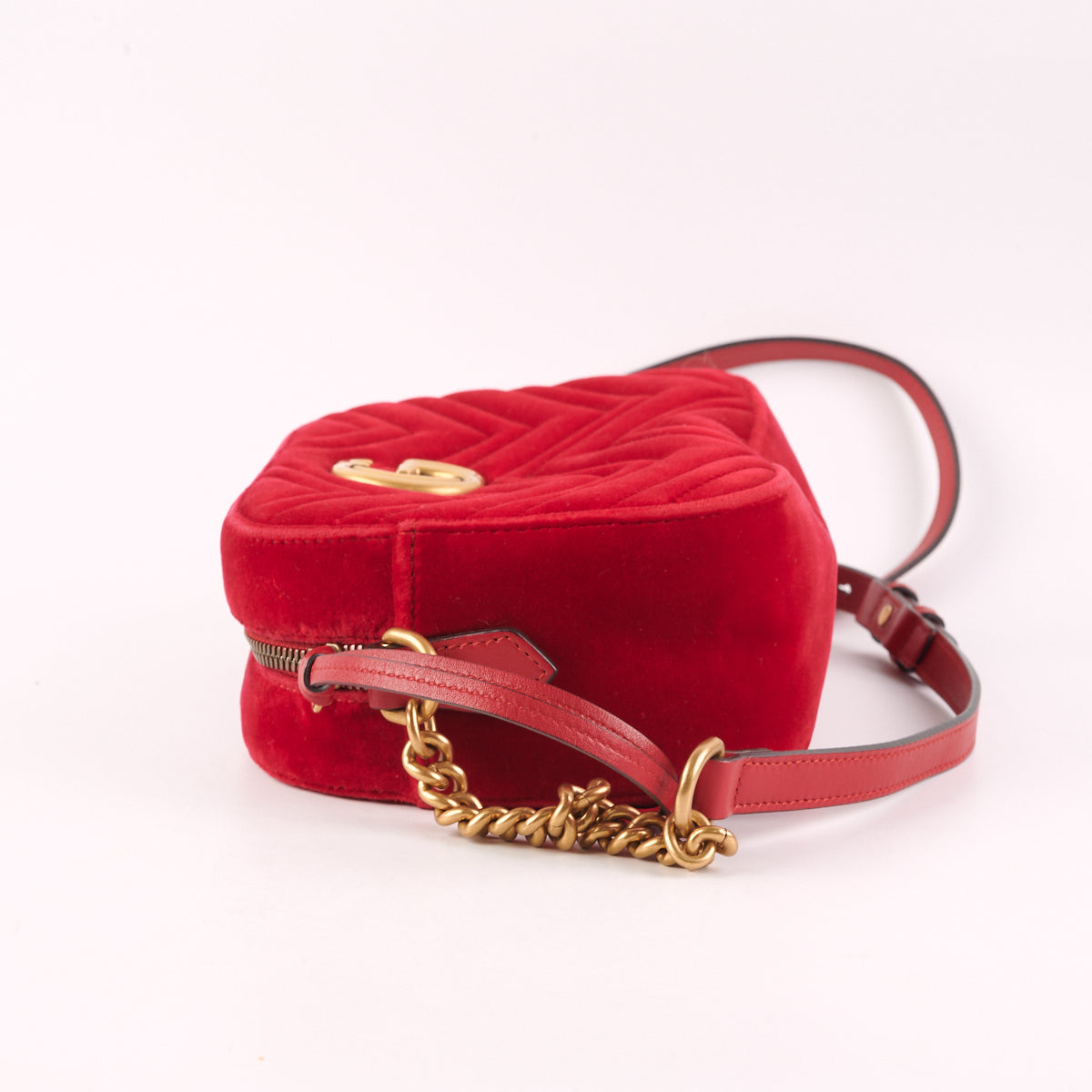 Gucci Velvet Marmont Camera Bag Red Small Crossbody Bag