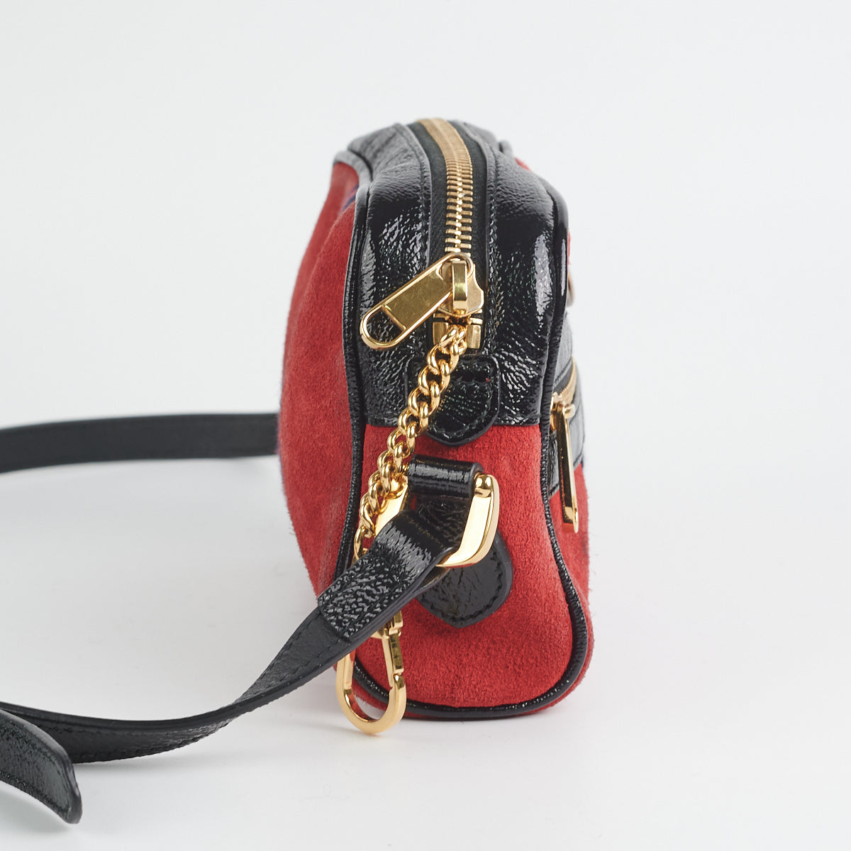 Gucci Nubuck Camera Bag Red Travel Bag