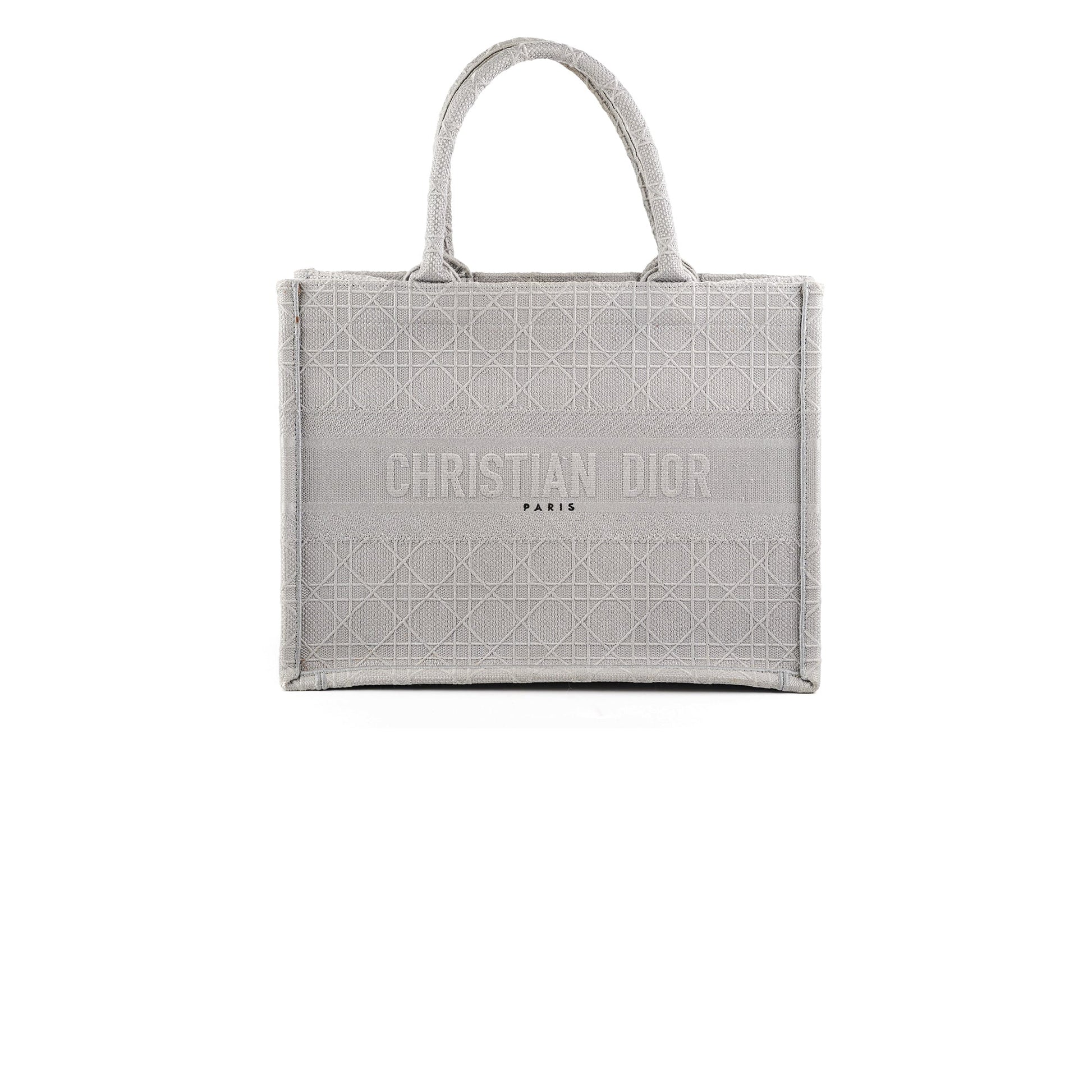 Dior Book Tote Cannage Grey Gray Medium Embroidered Tote Bag