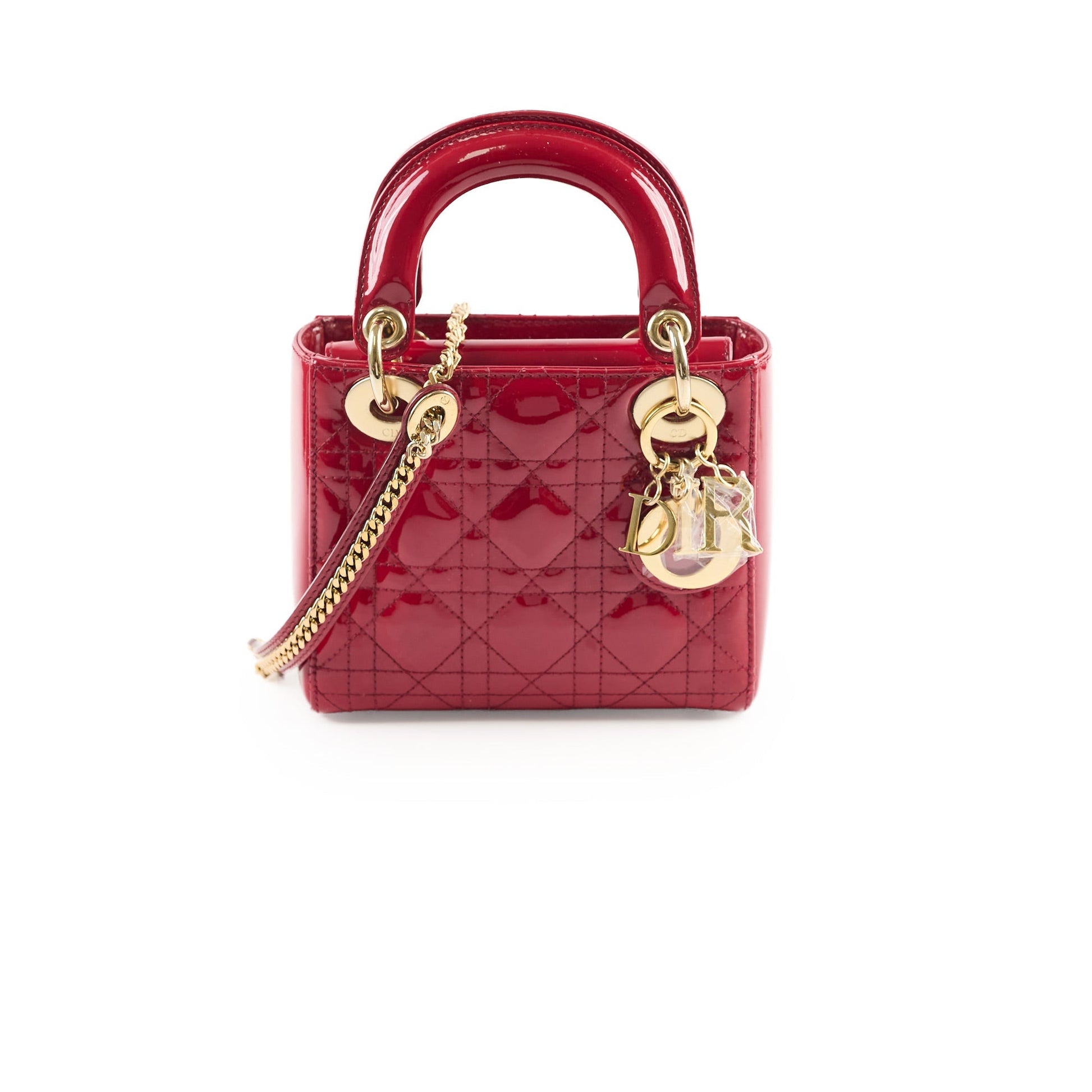 Dior Christian Lady Crossbody Patent Red Mini Crossbody Bag