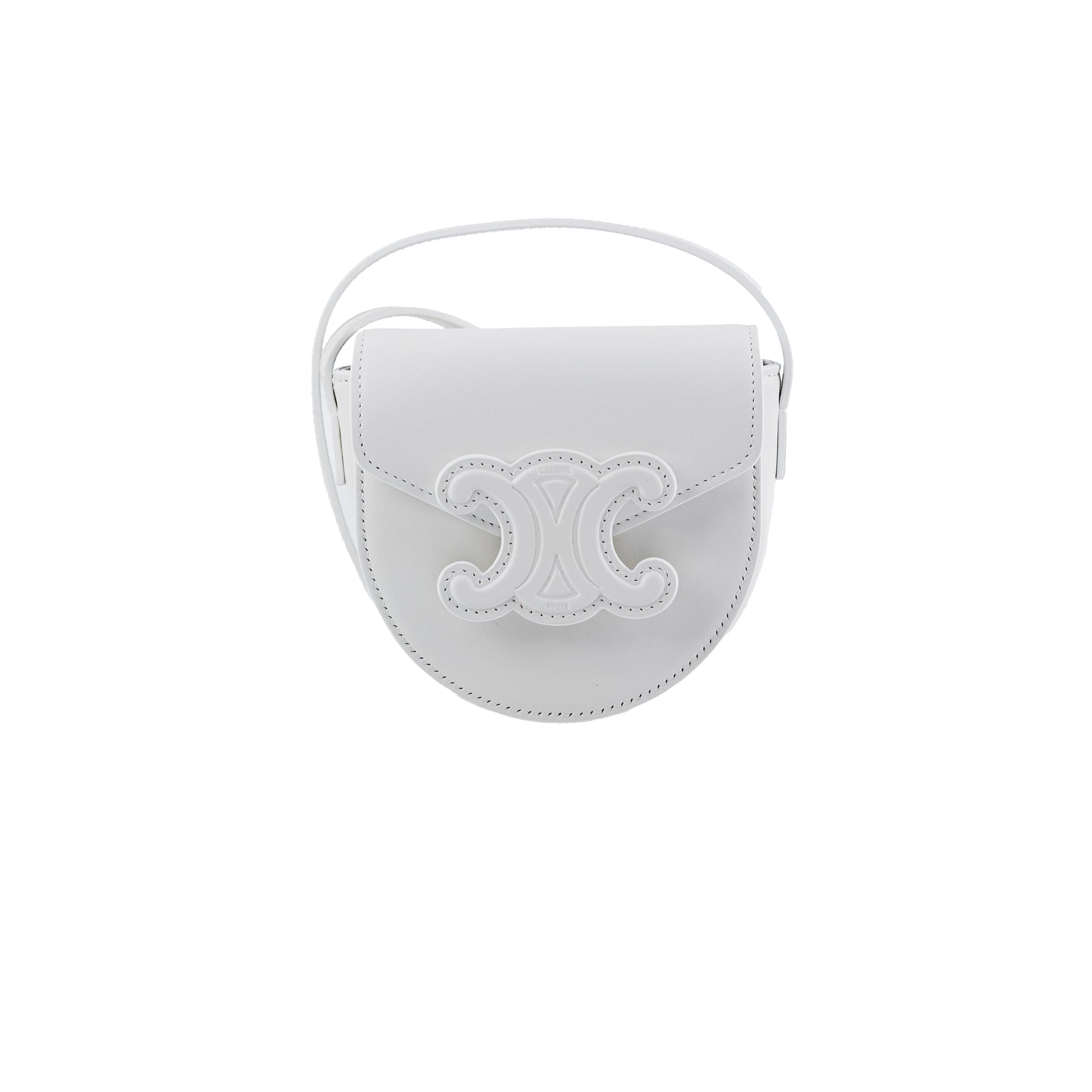 Luxury Cuir Triomphe Crossbody Bag White Mini