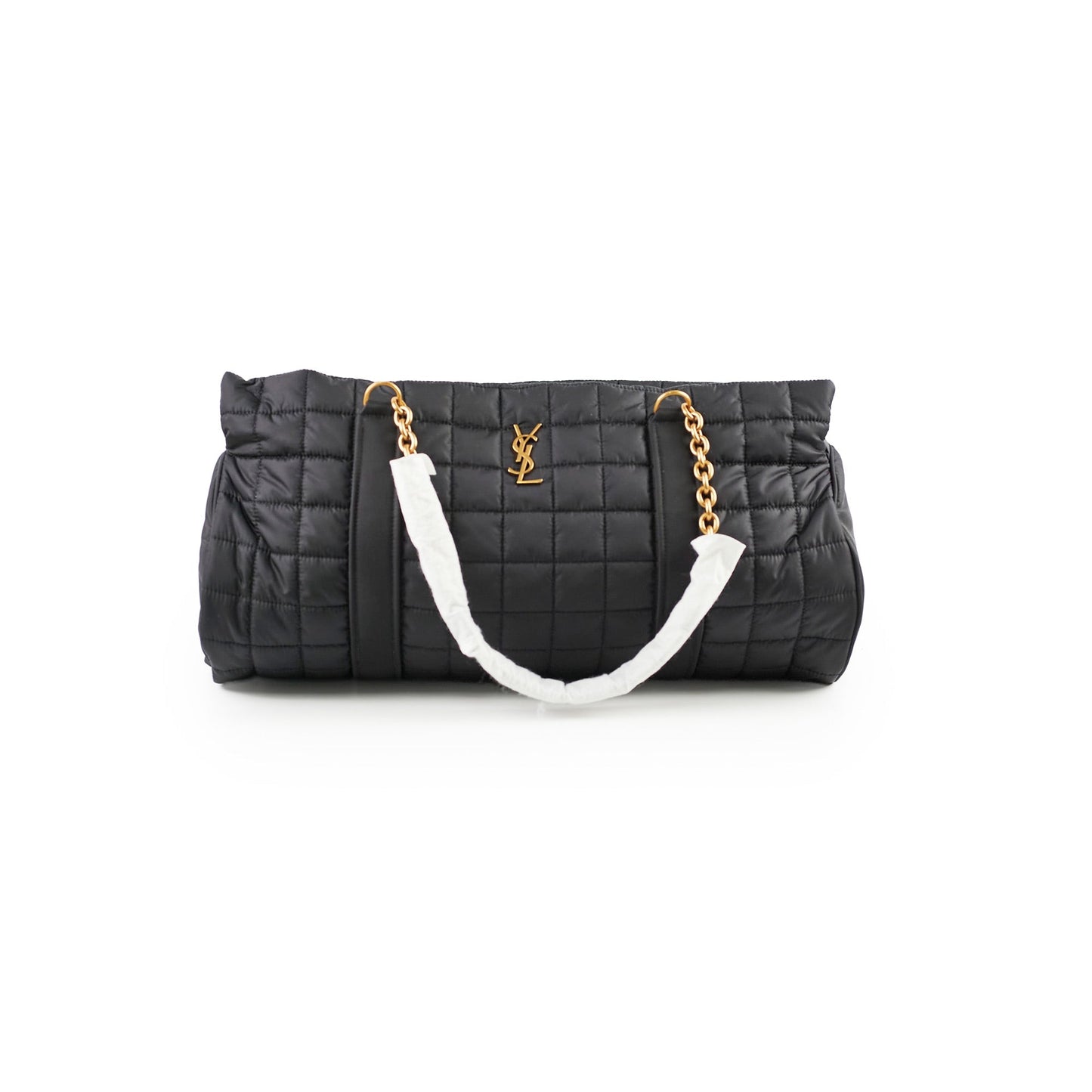 YSL Saint Laurent Gloria Tote Nylon Quilted Black Shoulder Bag