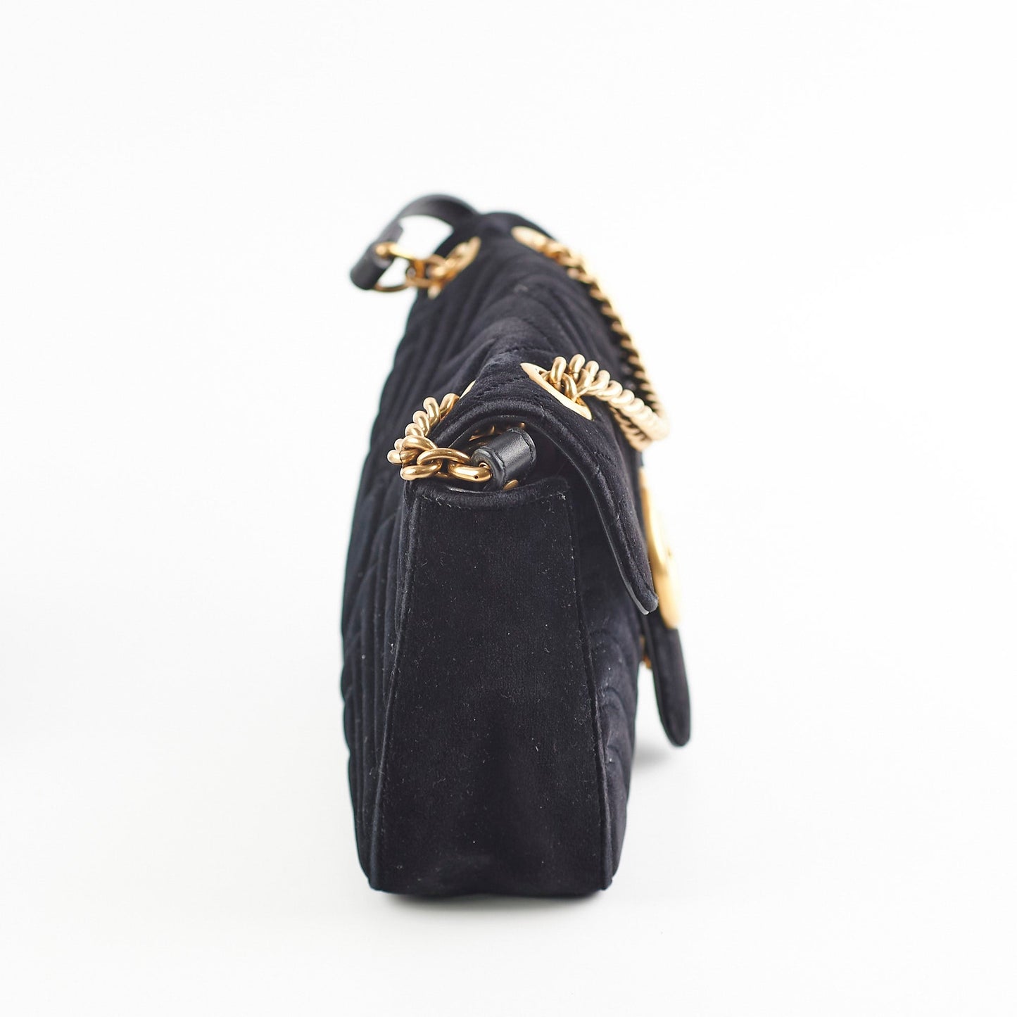 Gucci Marmont Shoulder Bag Suede Black Crossbody Bag