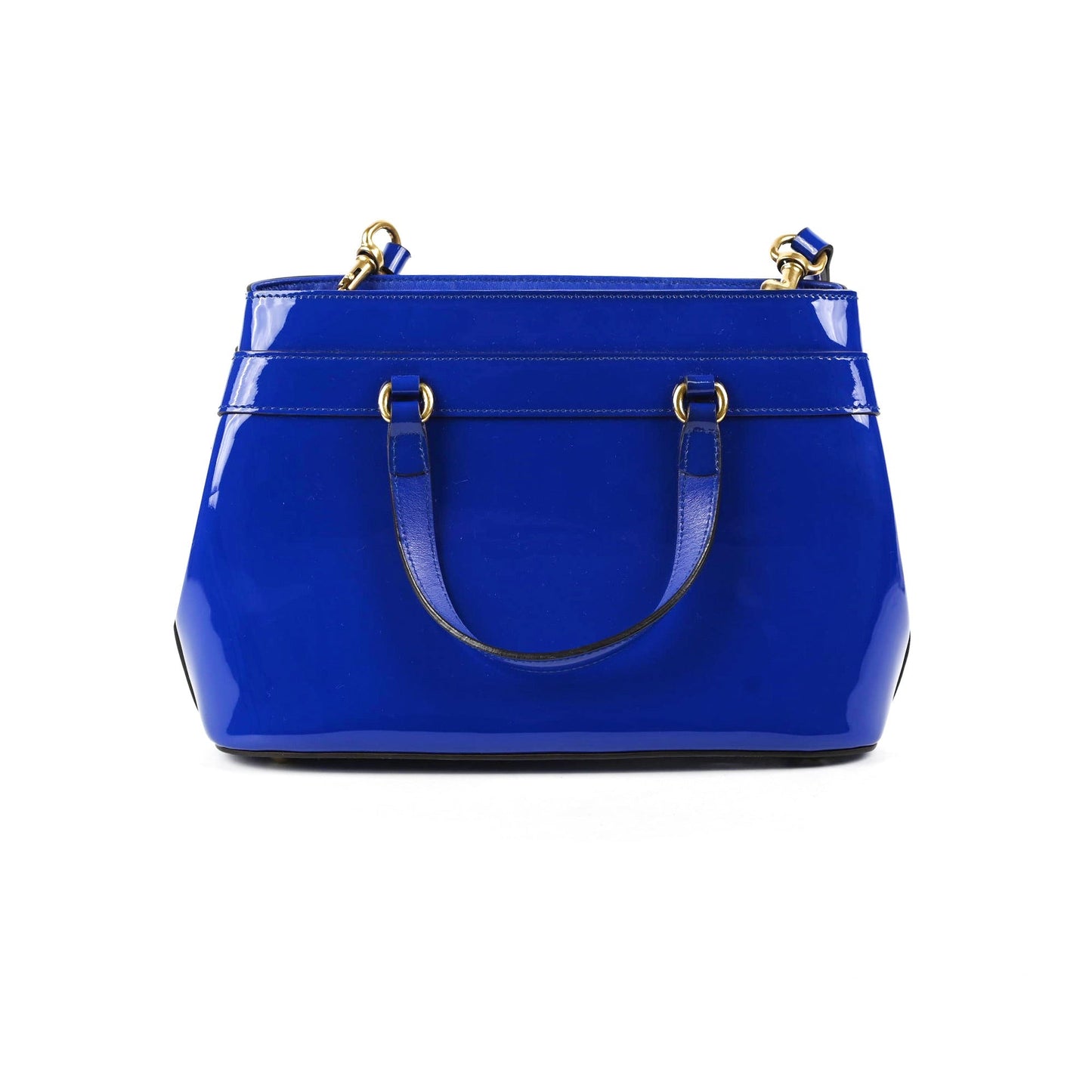Gucci Patent Bright Bit Tote Blue Shoulder Bag