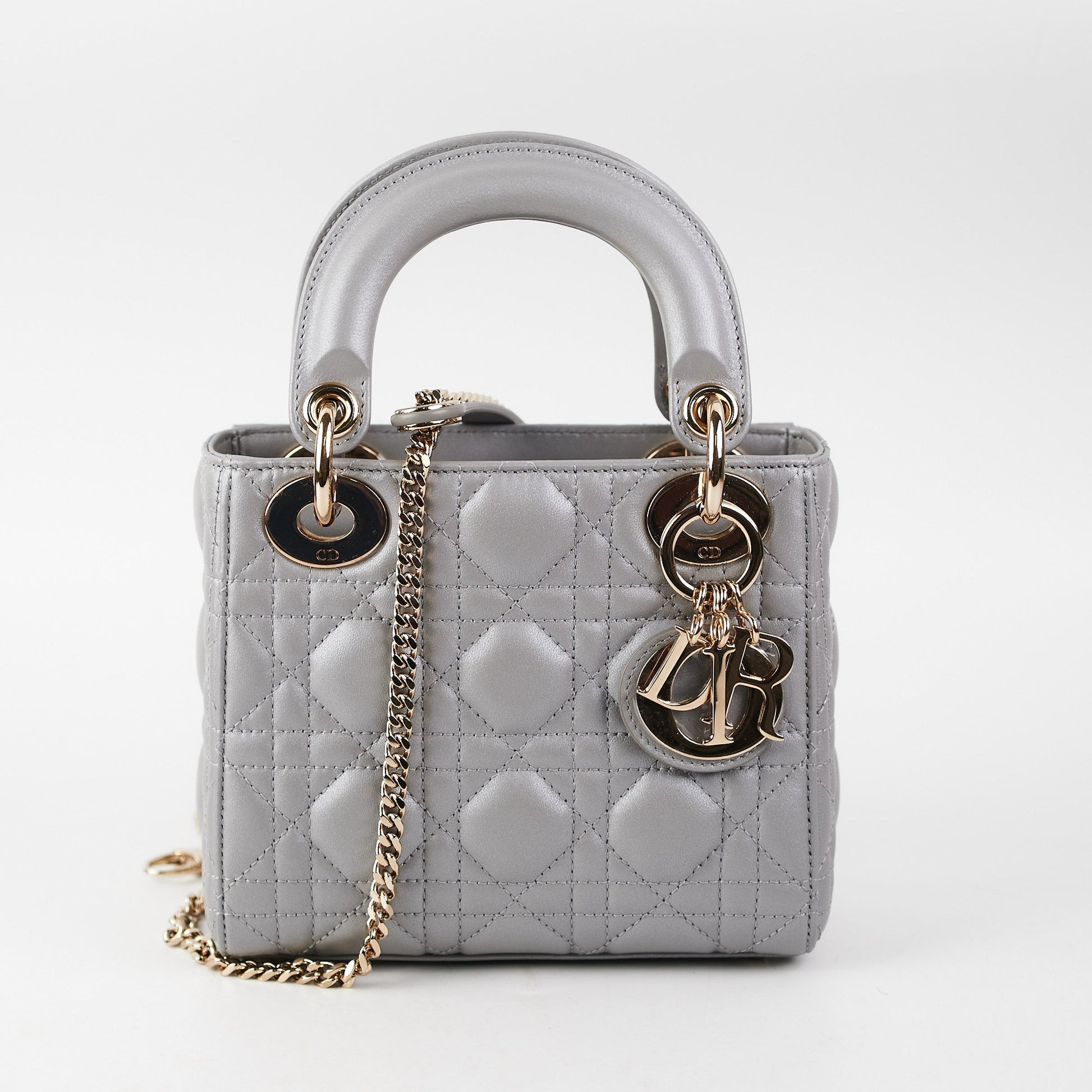 Dior Lady Grey Crossbody Bag Gray Mini