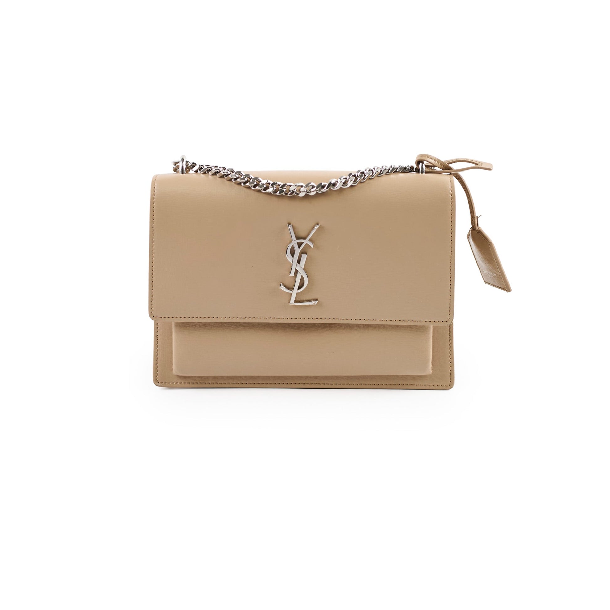 YSL Saint Laurent Sunset Crossbody Bag Beige Small Small Sunset Beige