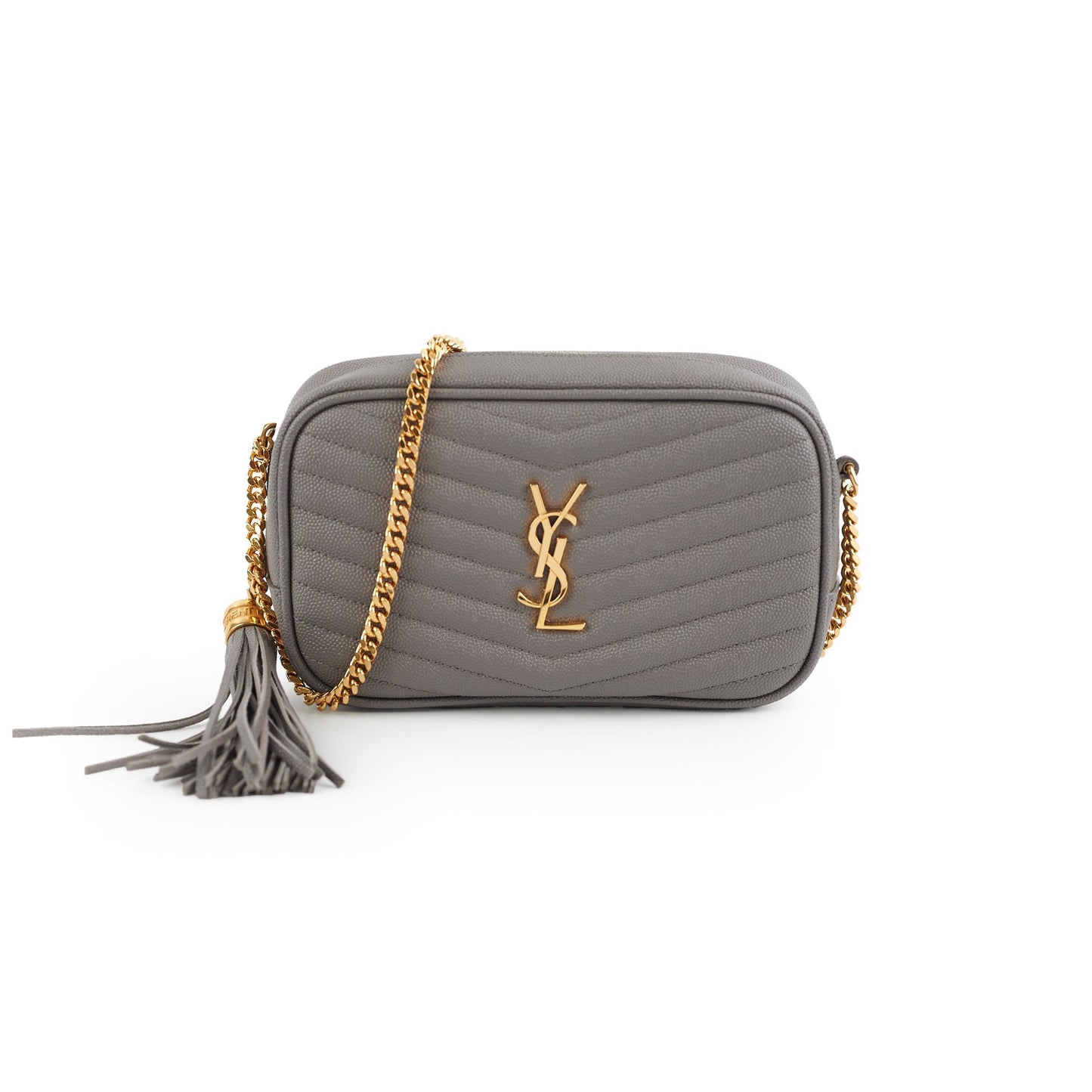 YSL Saint Laurent Lou Bag Grey Gray Mini Crossbody Bag