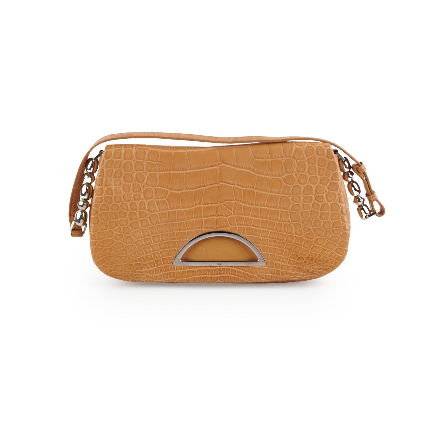 Dior Malice Croc Shoulder Bag Tan Embossed