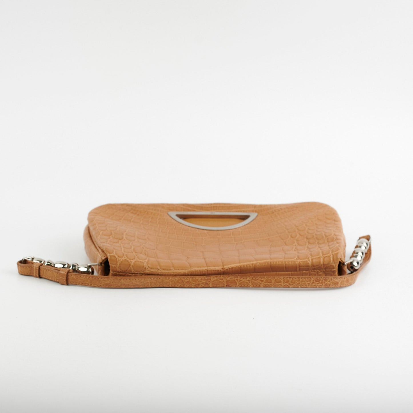 Dior Malice Croc Shoulder Bag Tan Embossed