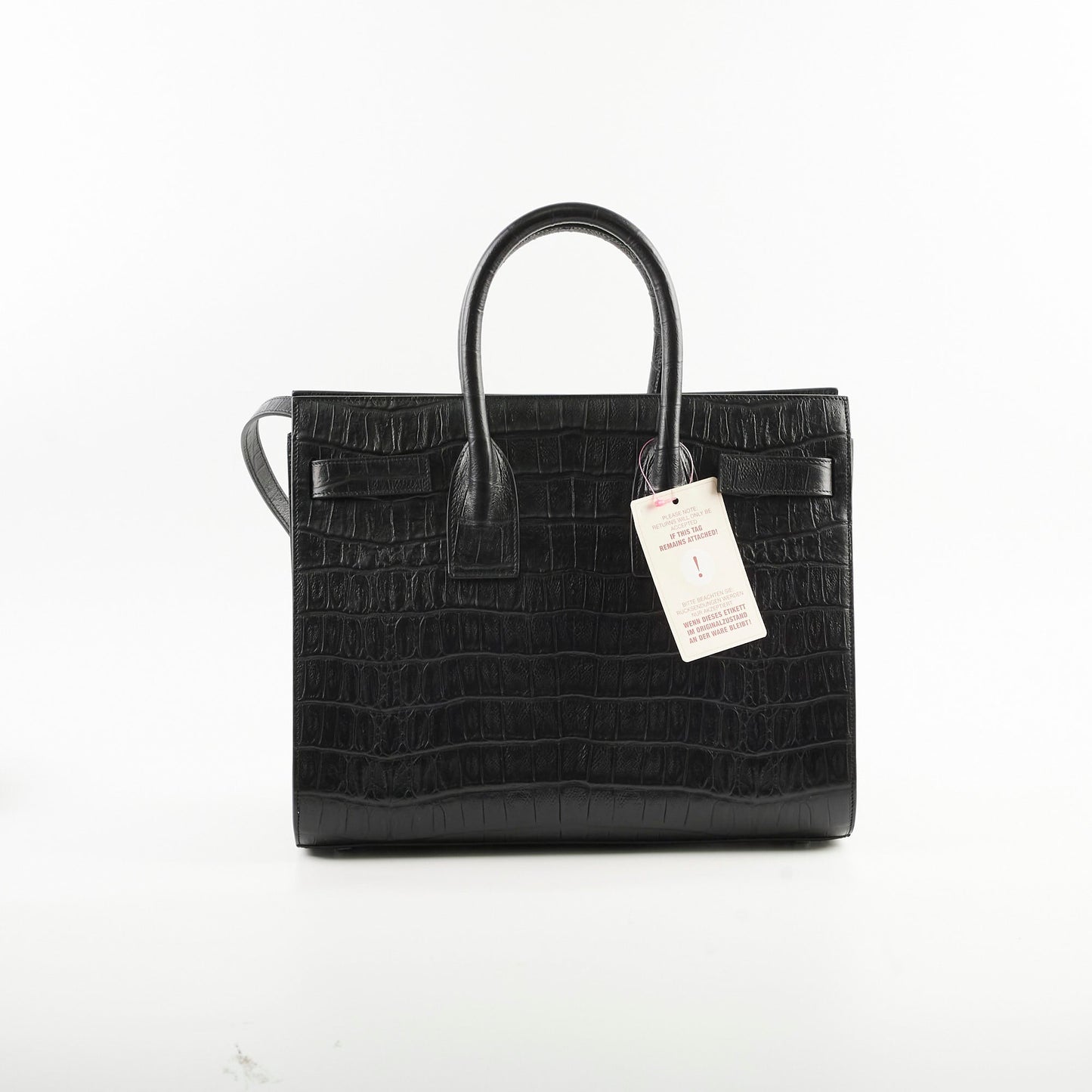 YSL Saint Laurent Sac De Jour Croc Bag Black Small Embossed Shoulder Bag