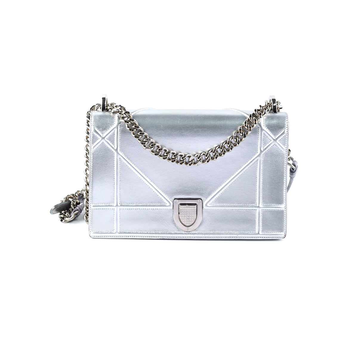 Dior ama Metallic Crossbody Bag Silver Medium Medium Metallic Silver
