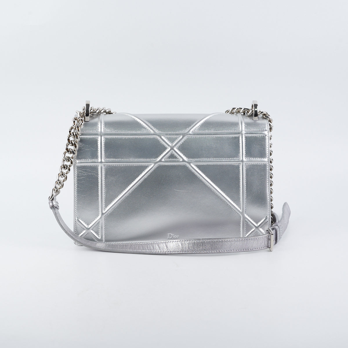 Dior ama Metallic Crossbody Bag Silver Medium Medium Metallic Silver