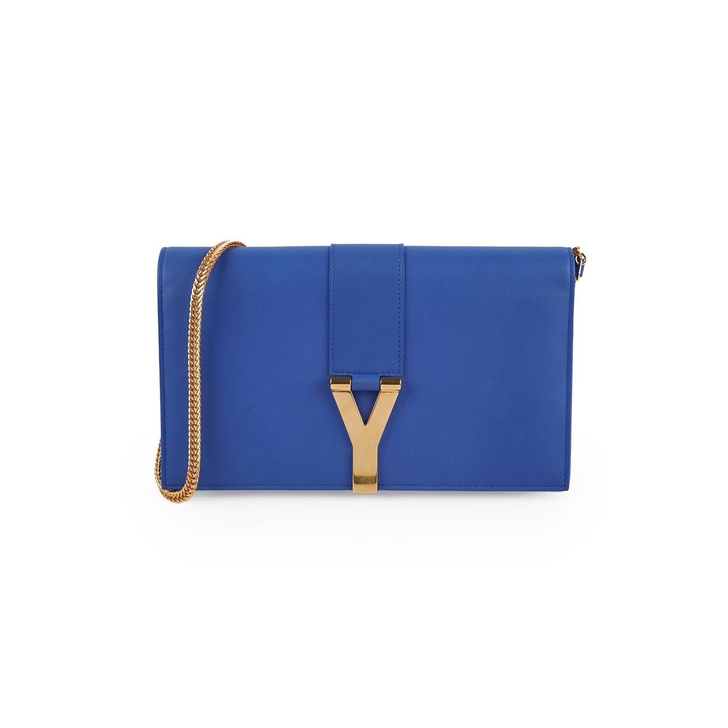 YSL Saint Laurent Ligne Clutch Blue Clutch Bag
