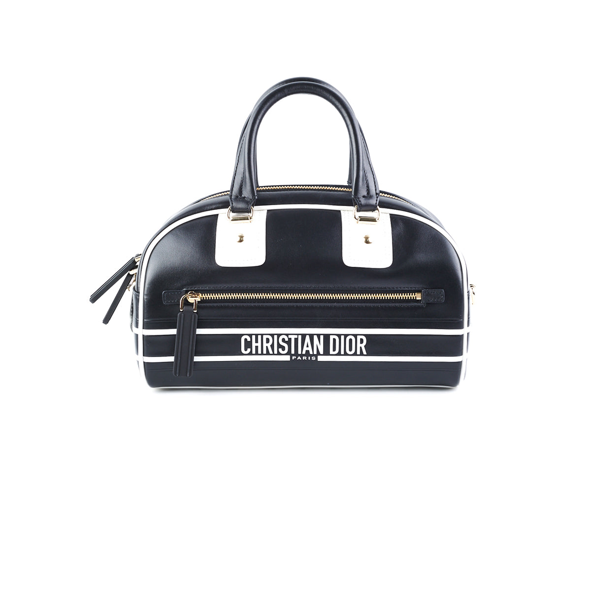 Dior Vibe Bowling Bag And Smooth Calfskin Black White Small Tote Bag