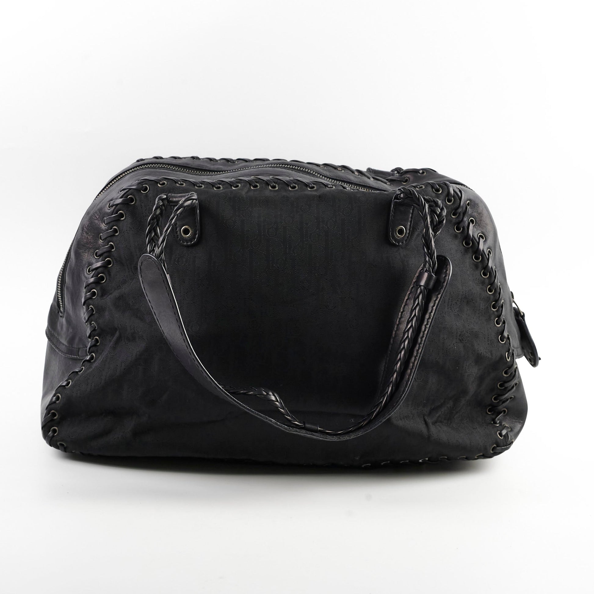 Dior Christian Oblique Tote Nylon Black Tote Bag