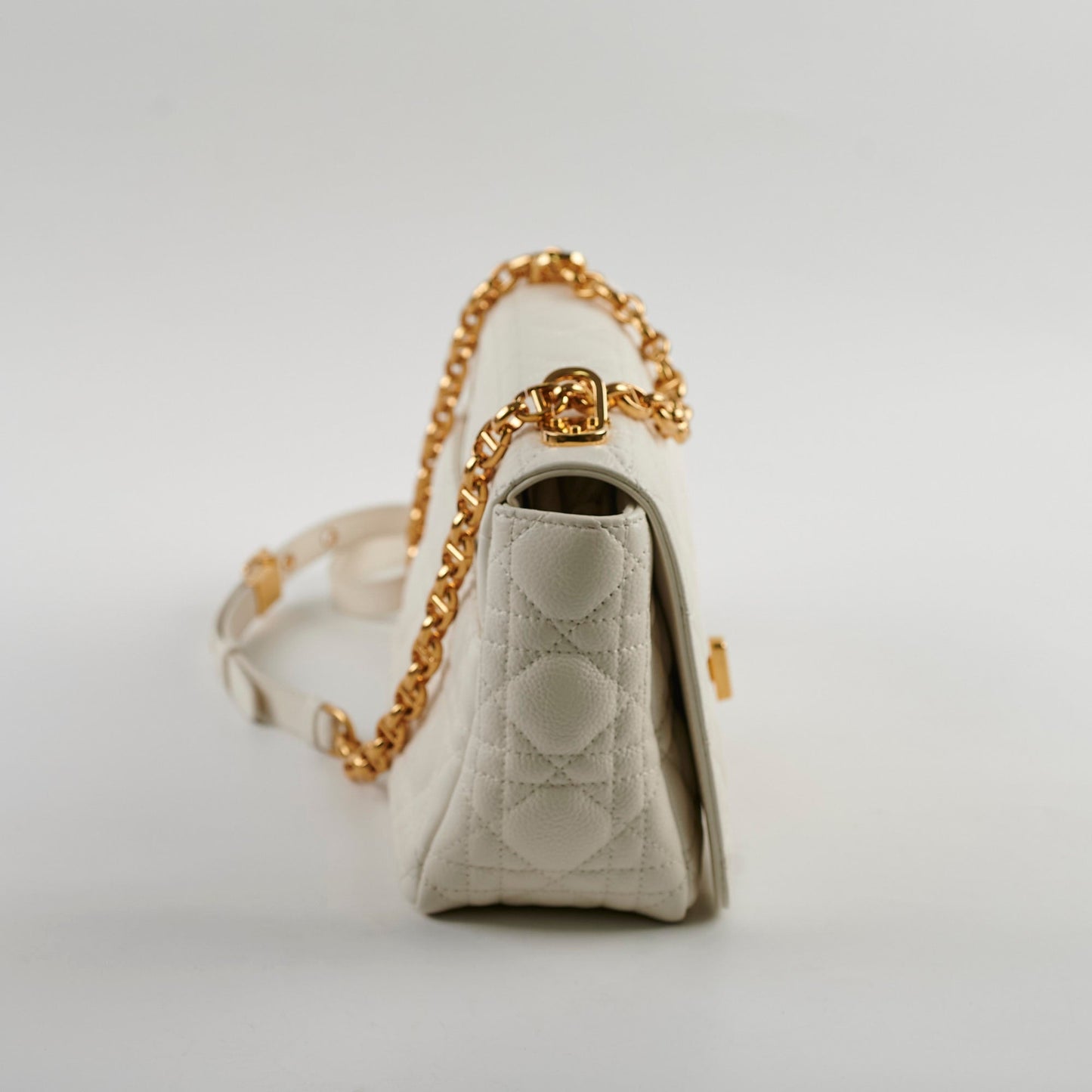 Dior Christian Caro Cannage Bag White Medium Shoulder Bag