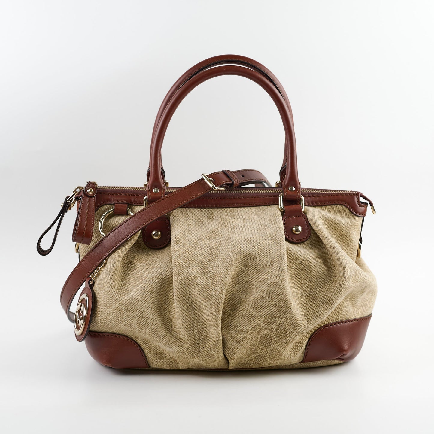 Gucci Tote Bag Leather Canvas Crossbody Bag