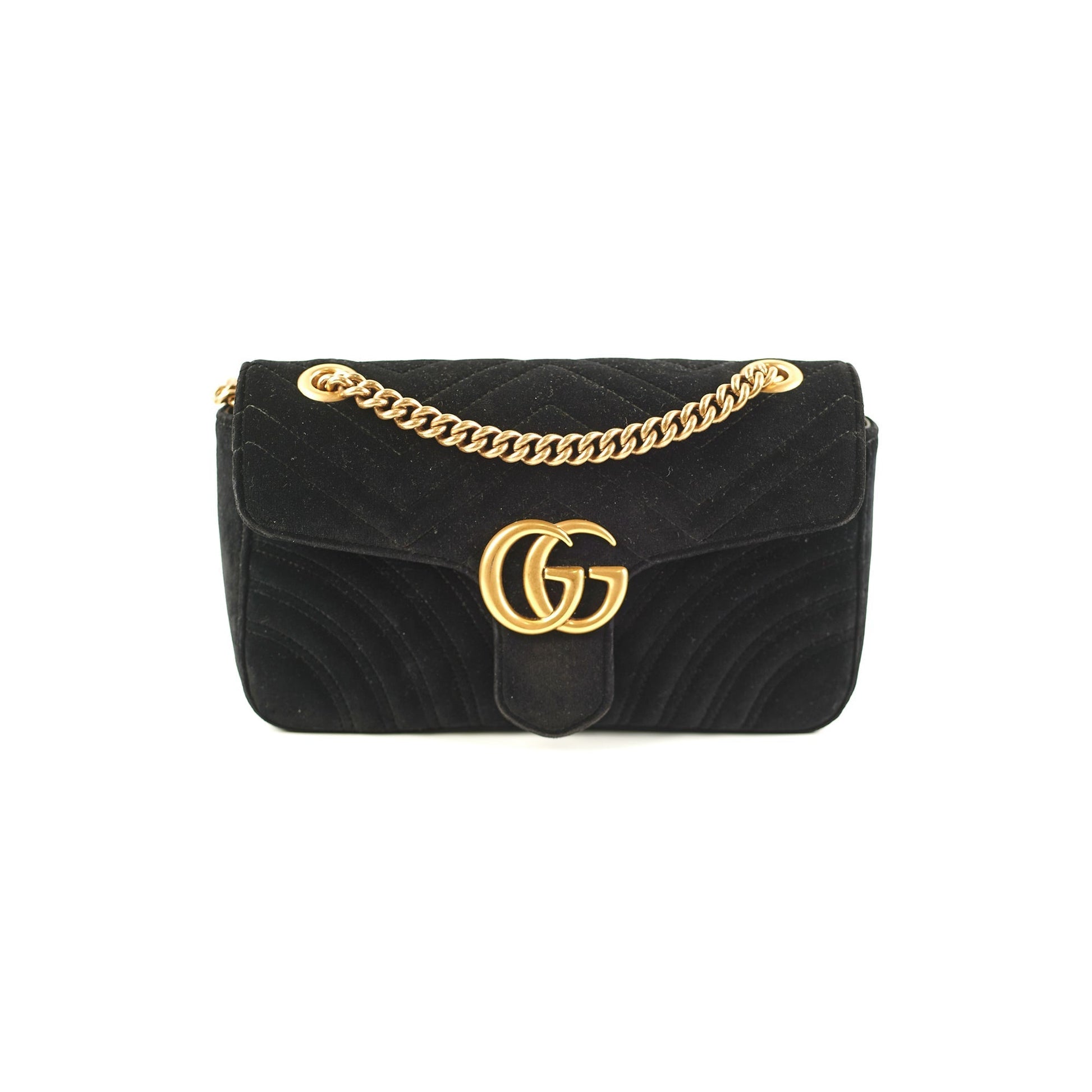Gucci Velvet Marmont Crossbody Bag Black Small