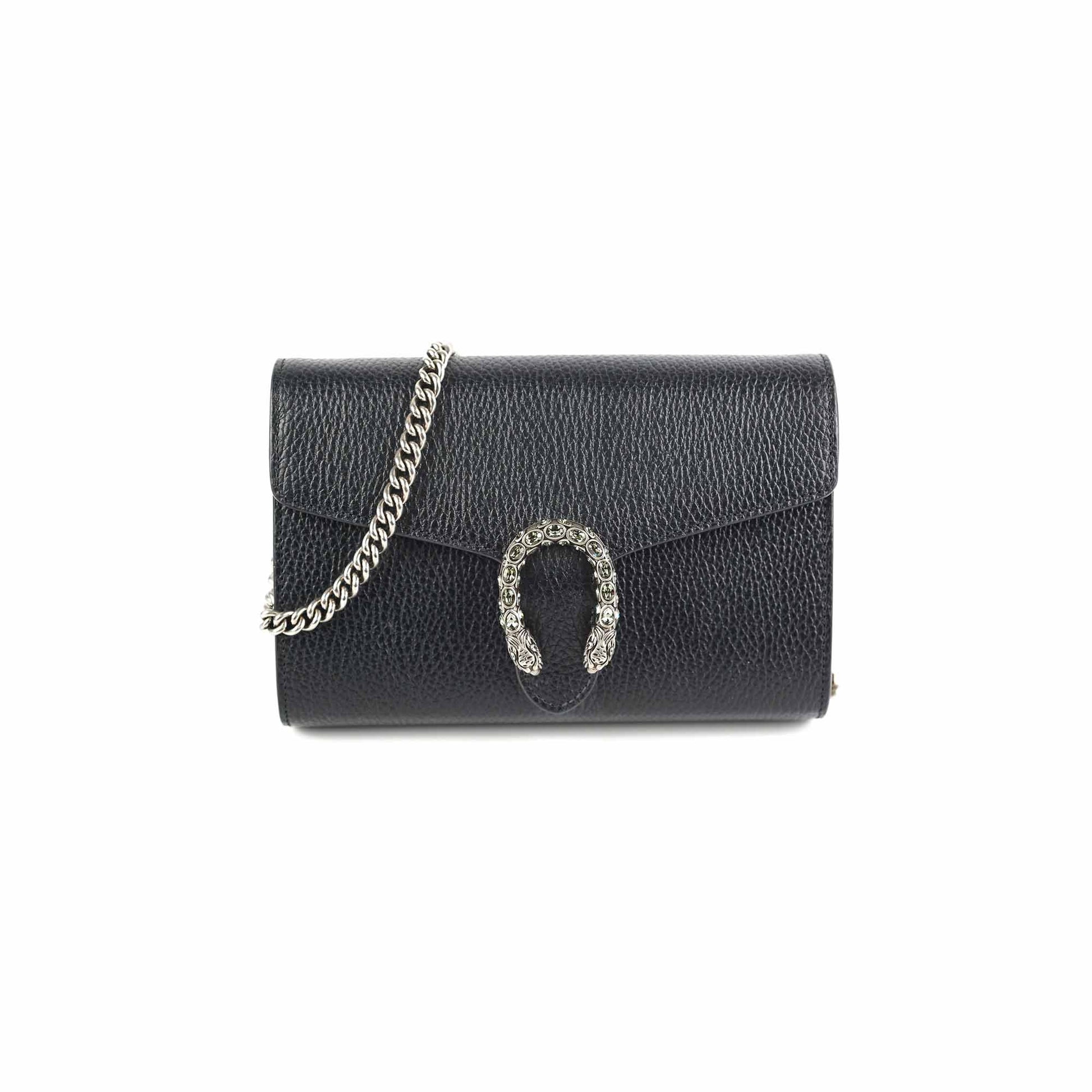 Gucci Dionysus Chain Bag Leather Black Crossbody Bag