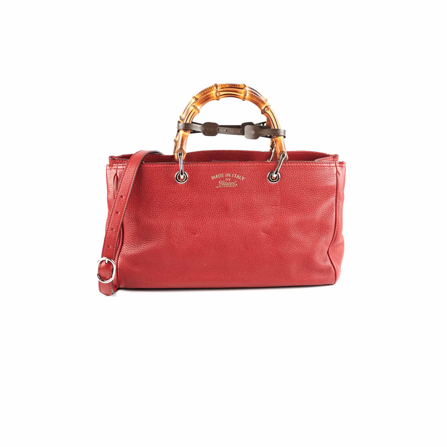 Gucci Bamboo Dark Bag Red Medium Travel Bag
