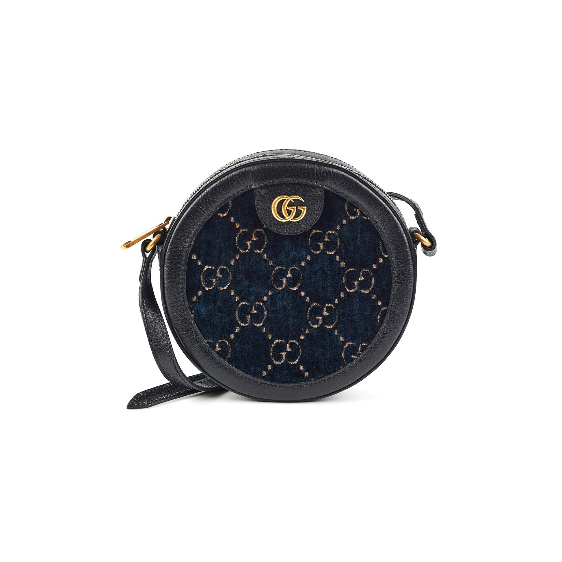 Gucci Round Velvet Crossbody Bag Monogram Black