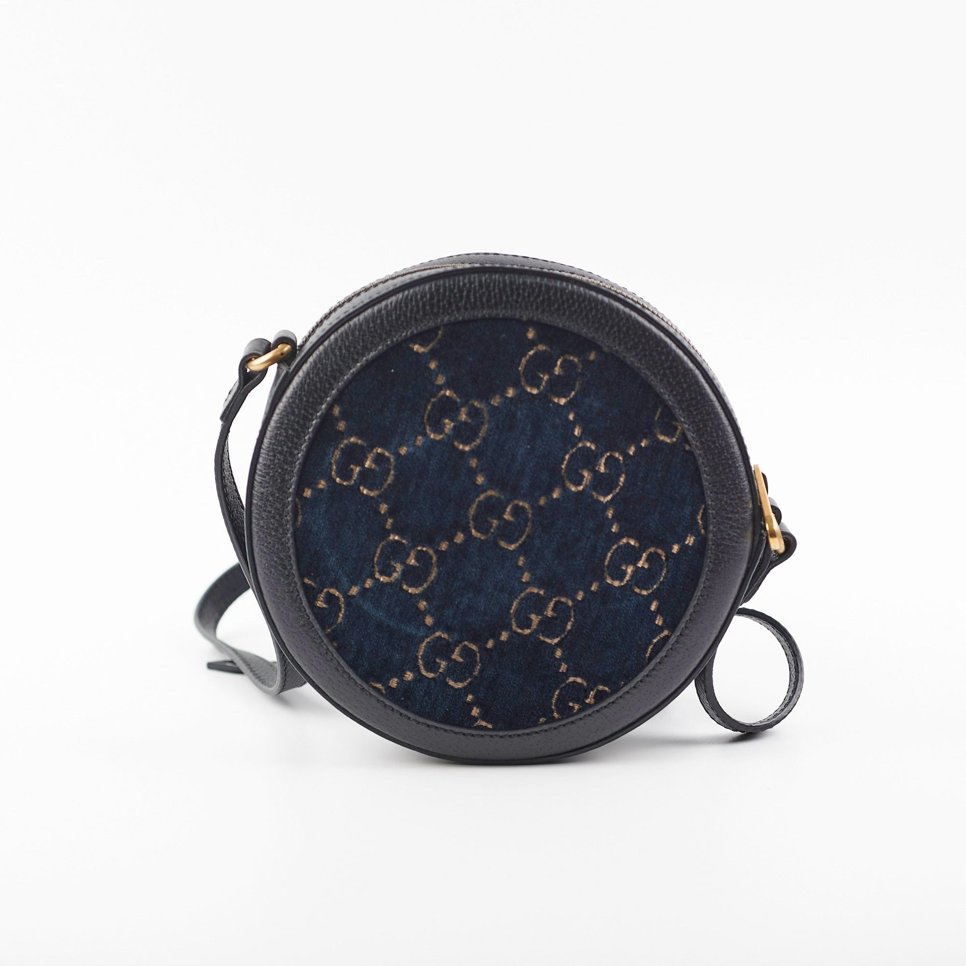 Gucci Round Velvet Crossbody Bag Monogram Black