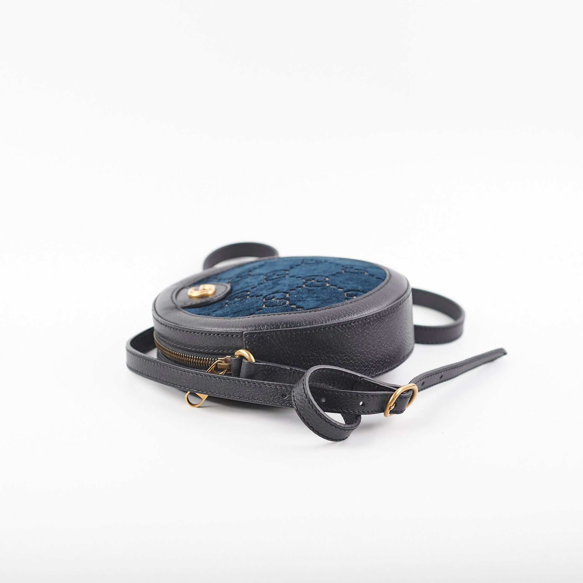 Gucci Round Velvet Crossbody Bag Monogram Black