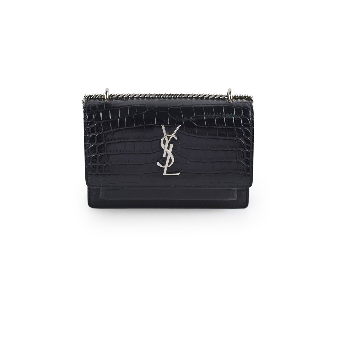 YSL Saint Laurent Sunset Crossbody Bag Black Mini