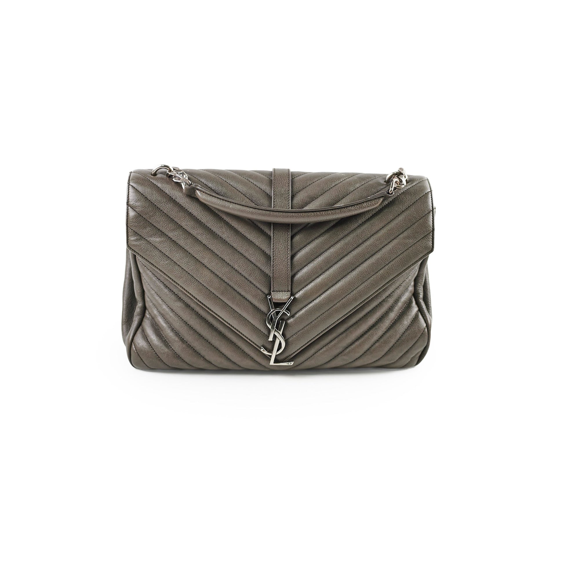 YSL Saint Laurent College Grey Crossbody Bag Gray Large