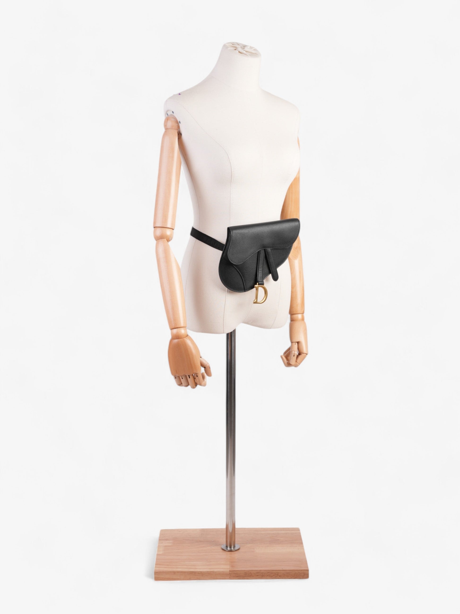 Dior Christian Saddle Belt Bag Leather Black