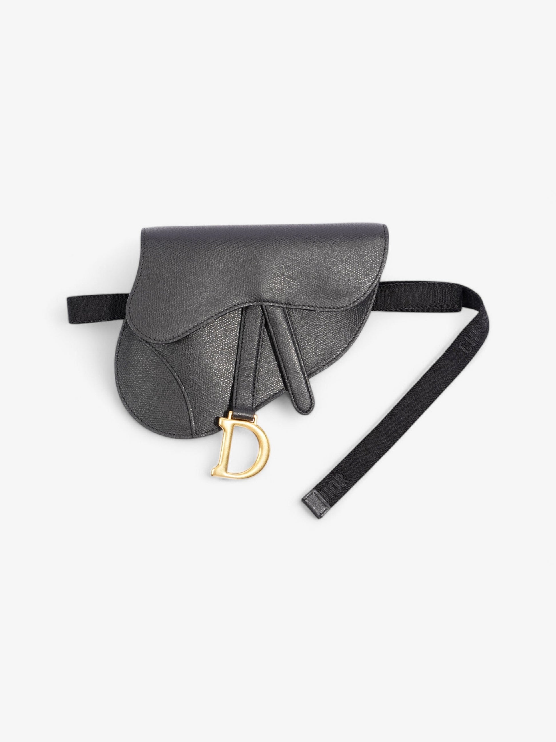 Dior Christian Saddle Belt Bag Leather Black