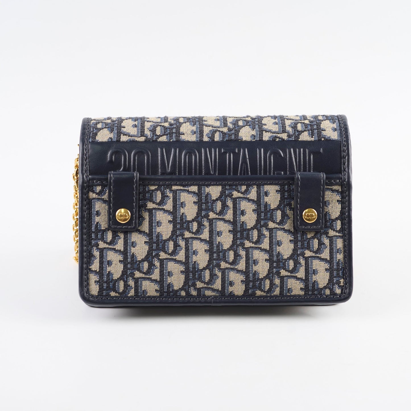 Dior Christian Montaigne Belt Bag With Navy Chain With Chain Navy