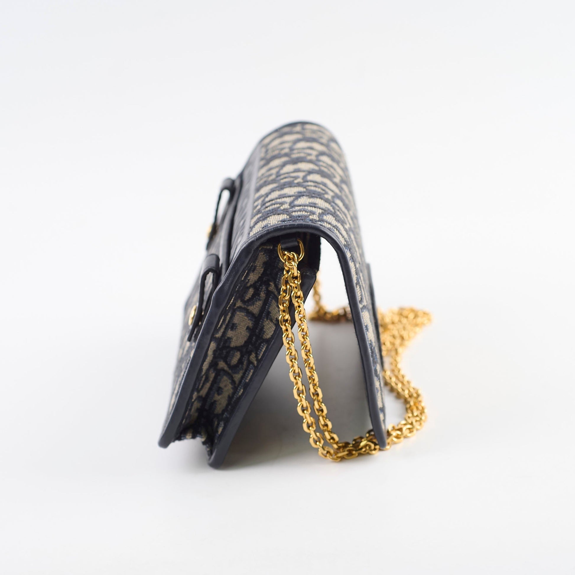 Dior Christian Montaigne Belt Bag With Navy Chain With Chain Navy