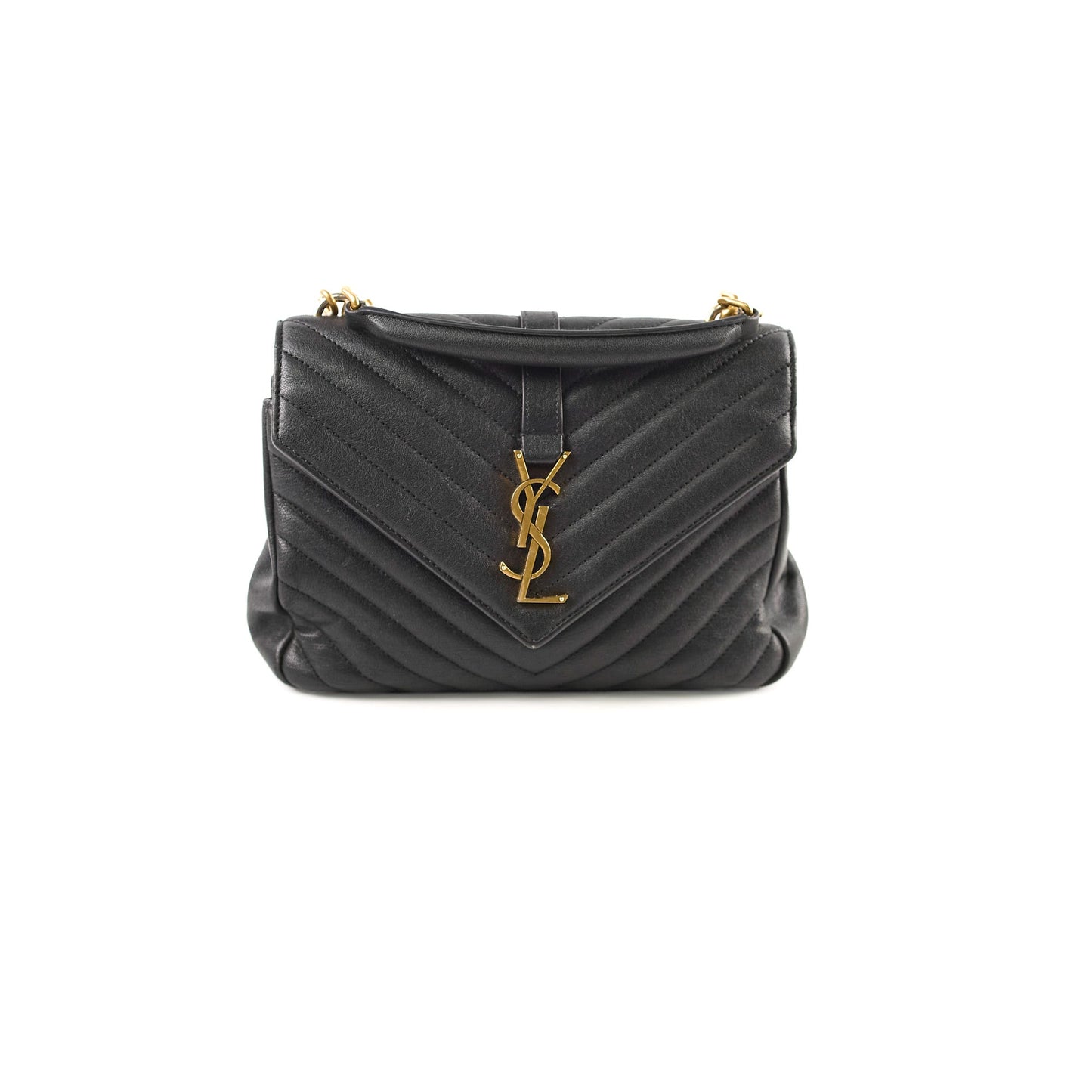 YSL Saint Laurent College Crossbody Bag Black Small