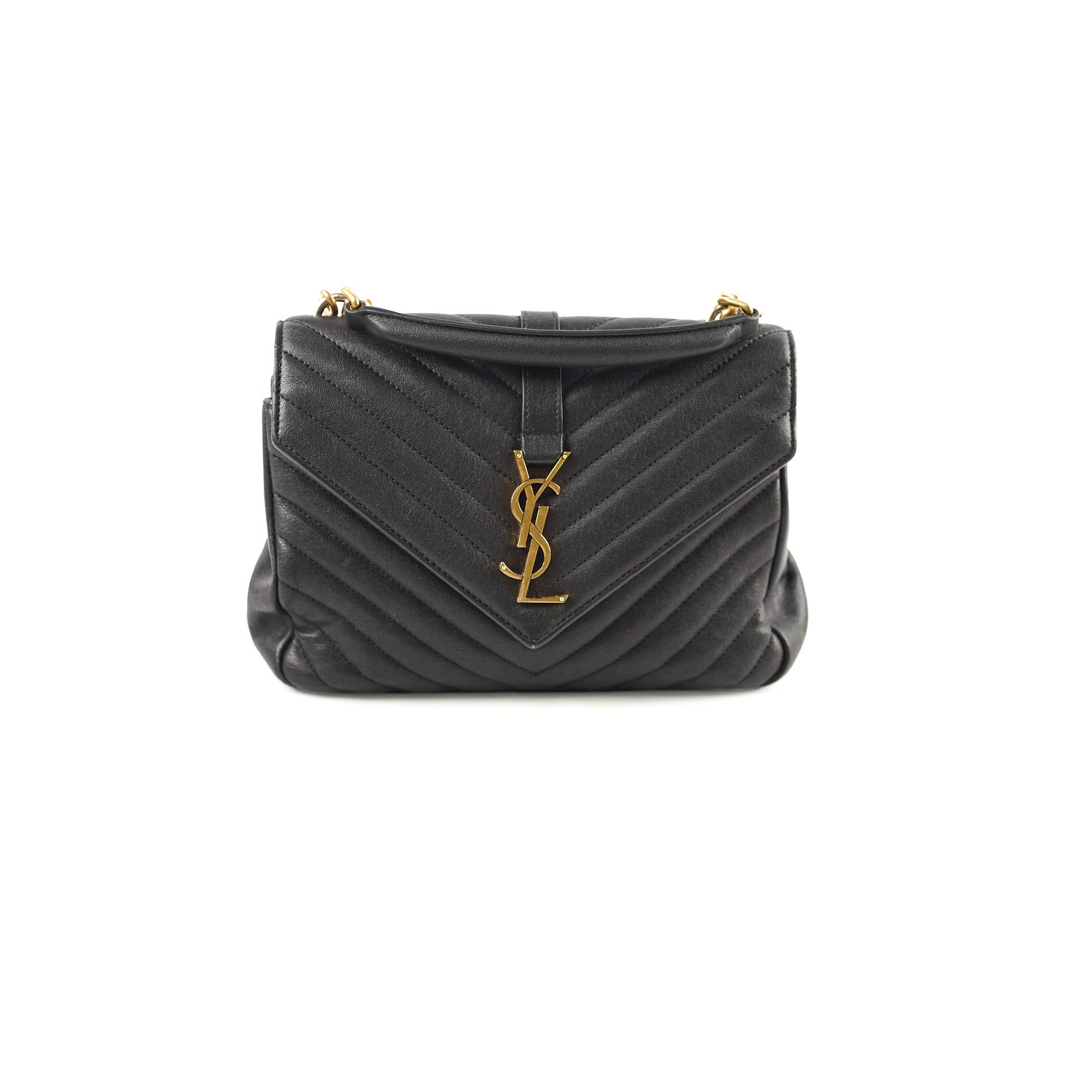 YSL Saint Laurent College Crossbody Bag Black Small