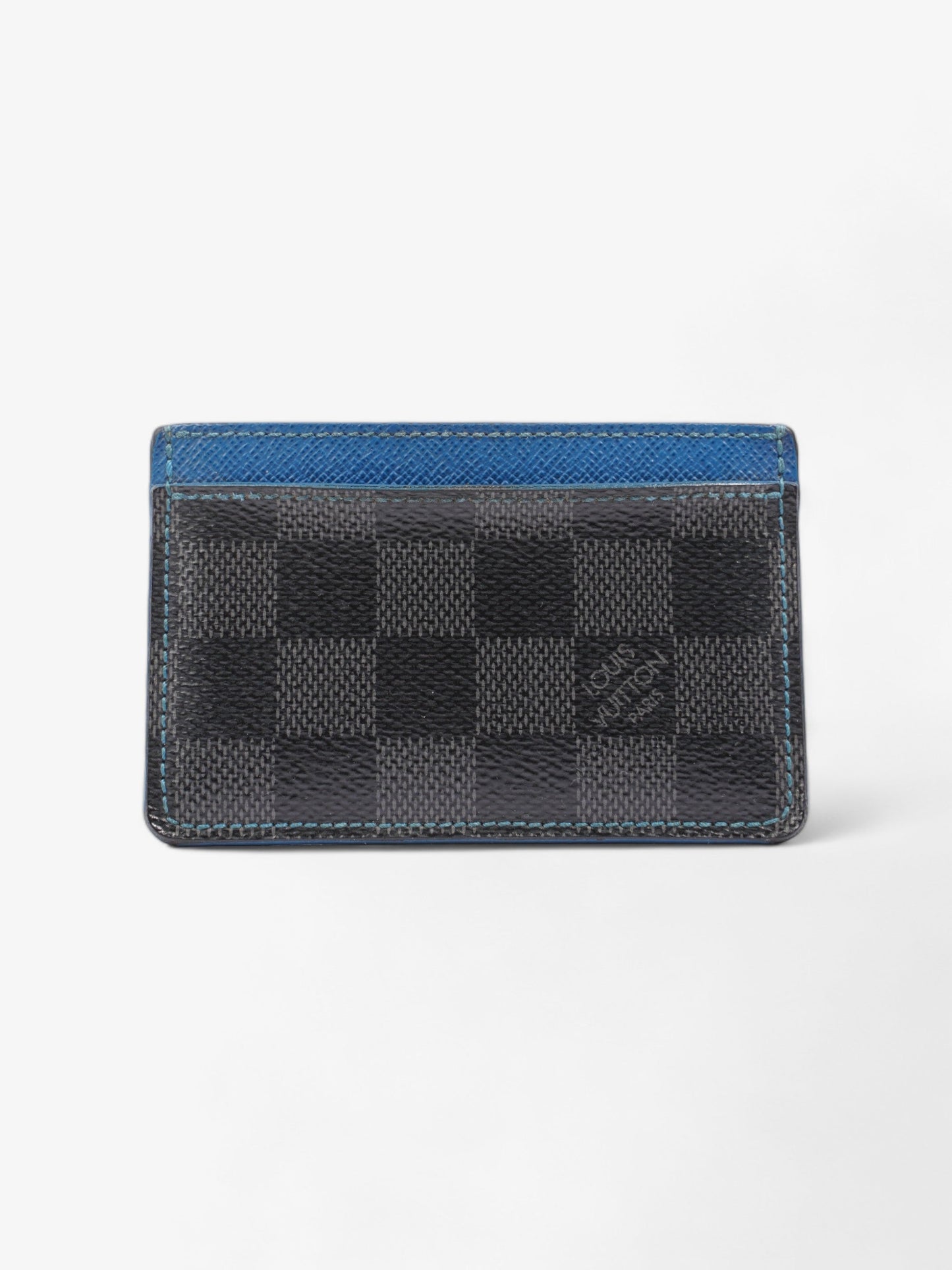 Louis Vuitton Card Holder Graphite Coated Damier Canvas Coated Canvas Blue Wallet Case