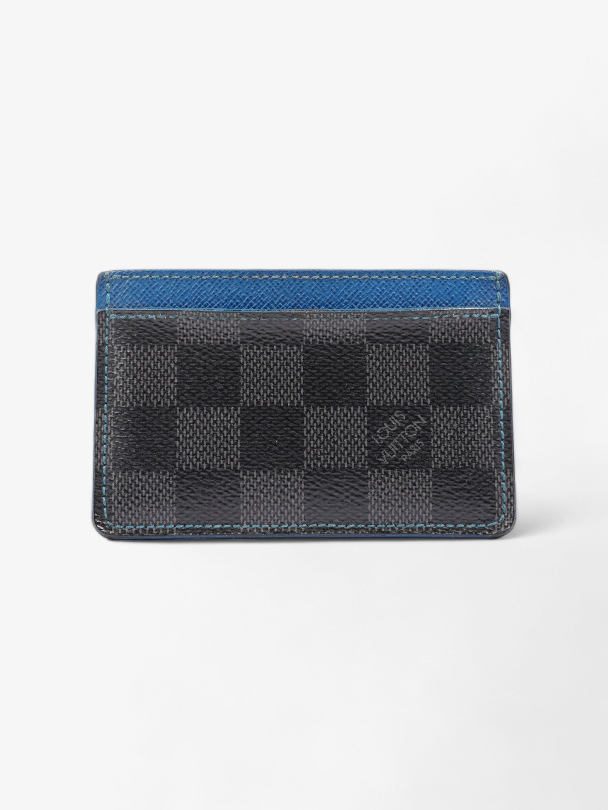 Louis Vuitton Card Holder Graphite Coated Damier Canvas Coated Canvas Blue Wallet Case