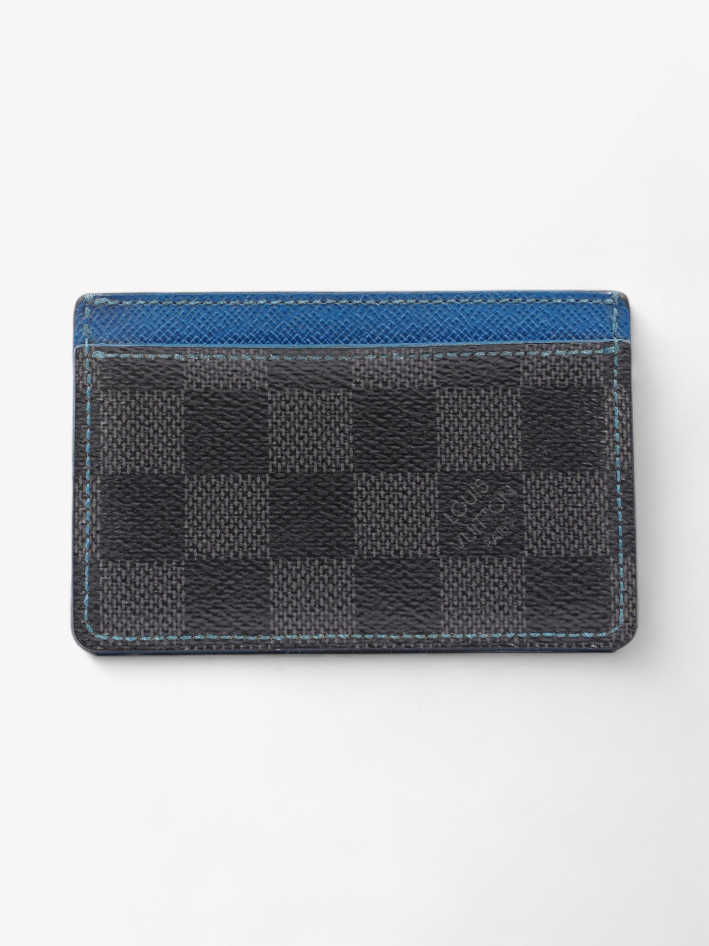 Louis Vuitton Card Holder Graphite Coated Damier Canvas Coated Canvas Blue Wallet Case