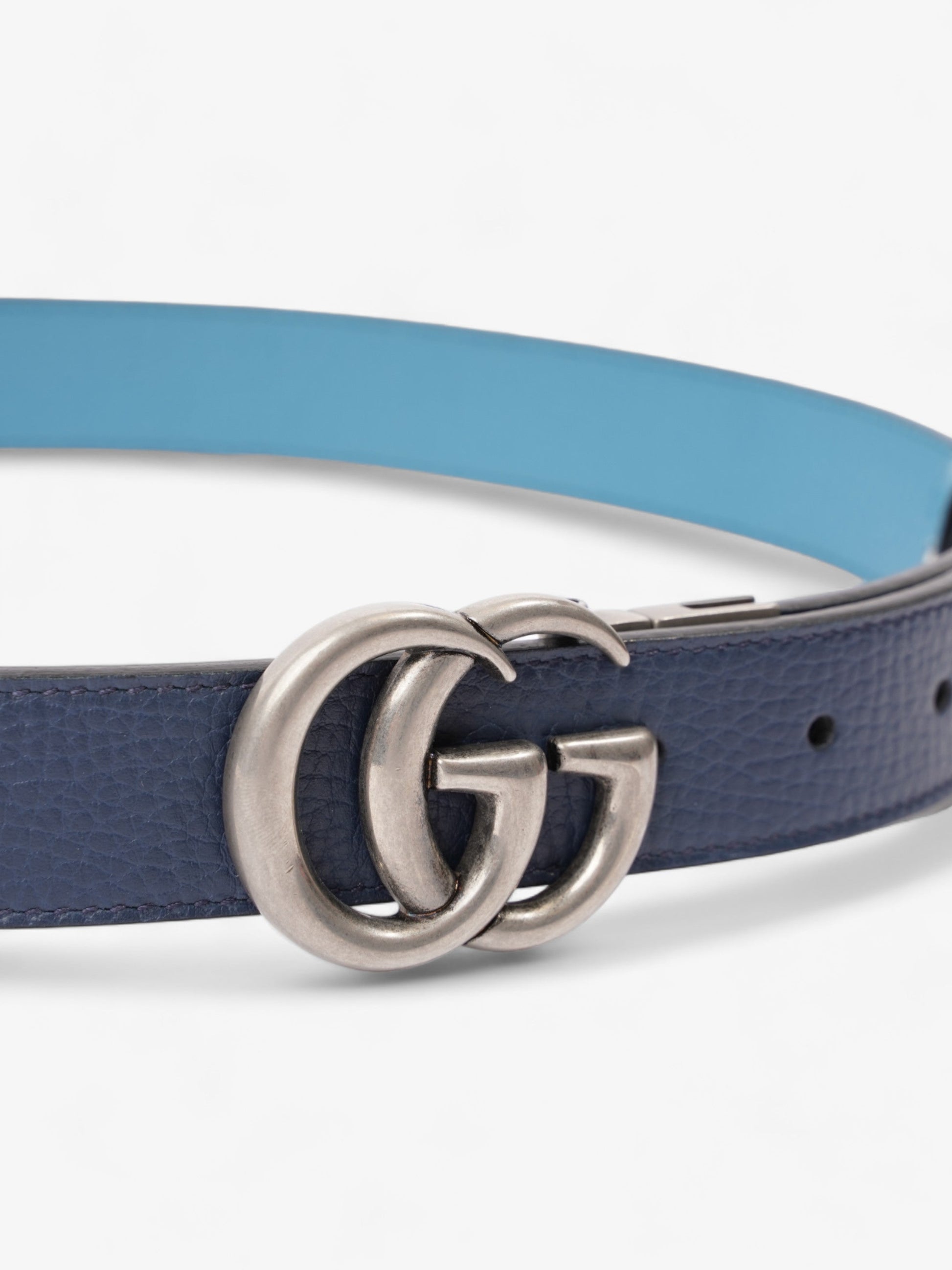 Gucci Marmont Thin Reversible Belt Navy Ua Handbag Leather Blue Accessory 80Cm 32